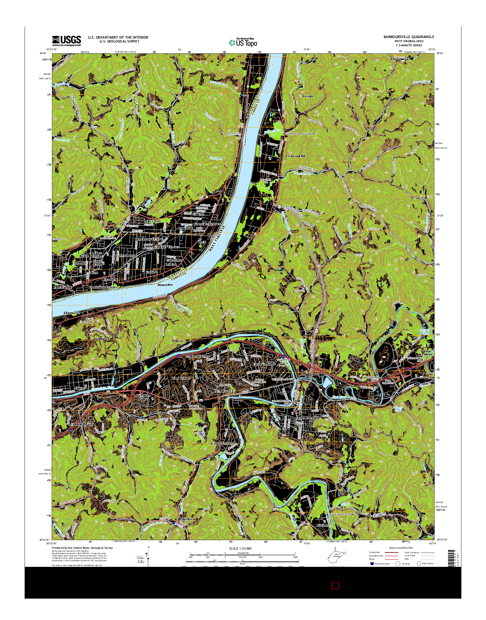 USGS US TOPO 7.5-MINUTE MAP FOR BARBOURSVILLE, WV-OH 2014