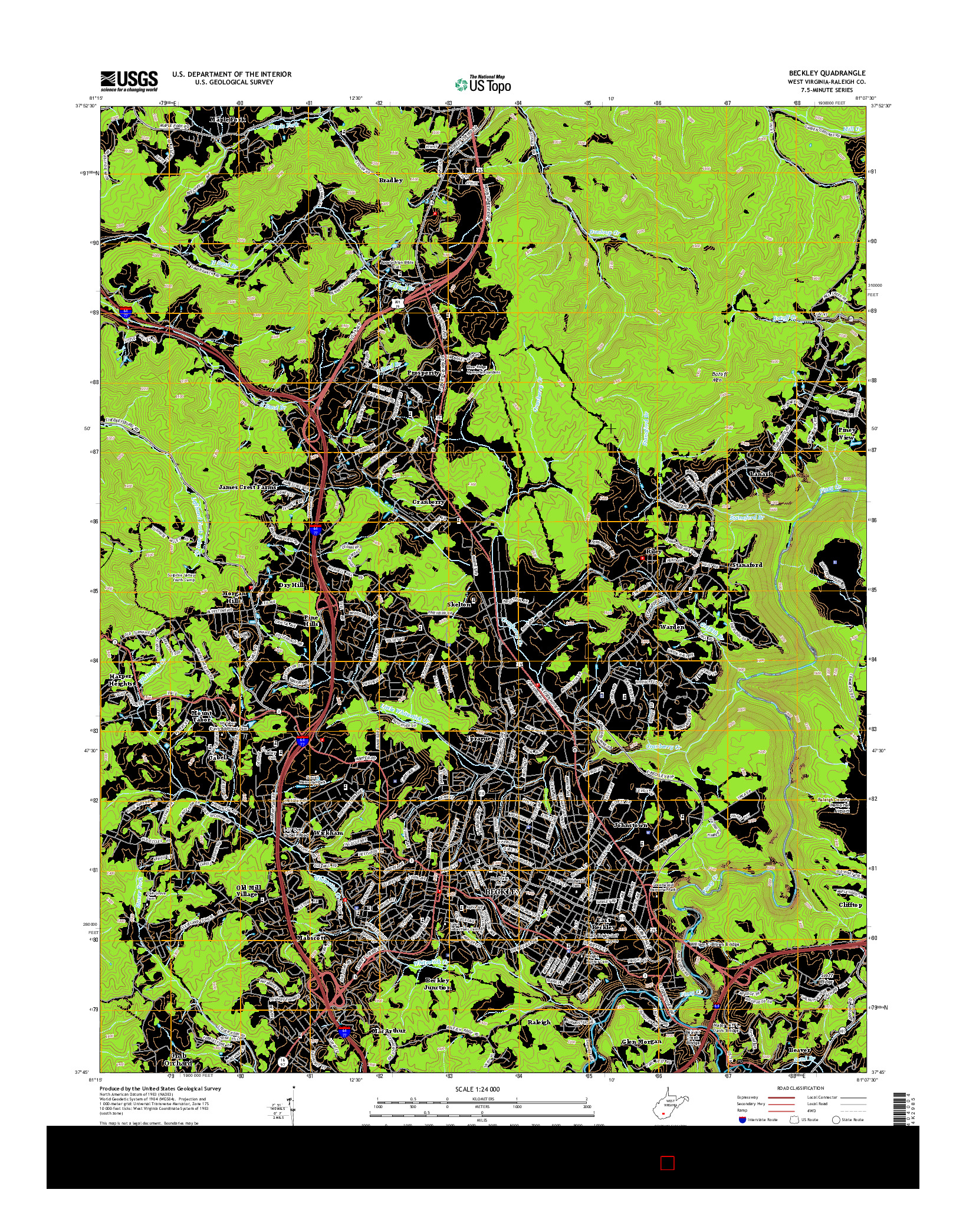 USGS US TOPO 7.5-MINUTE MAP FOR BECKLEY, WV 2014