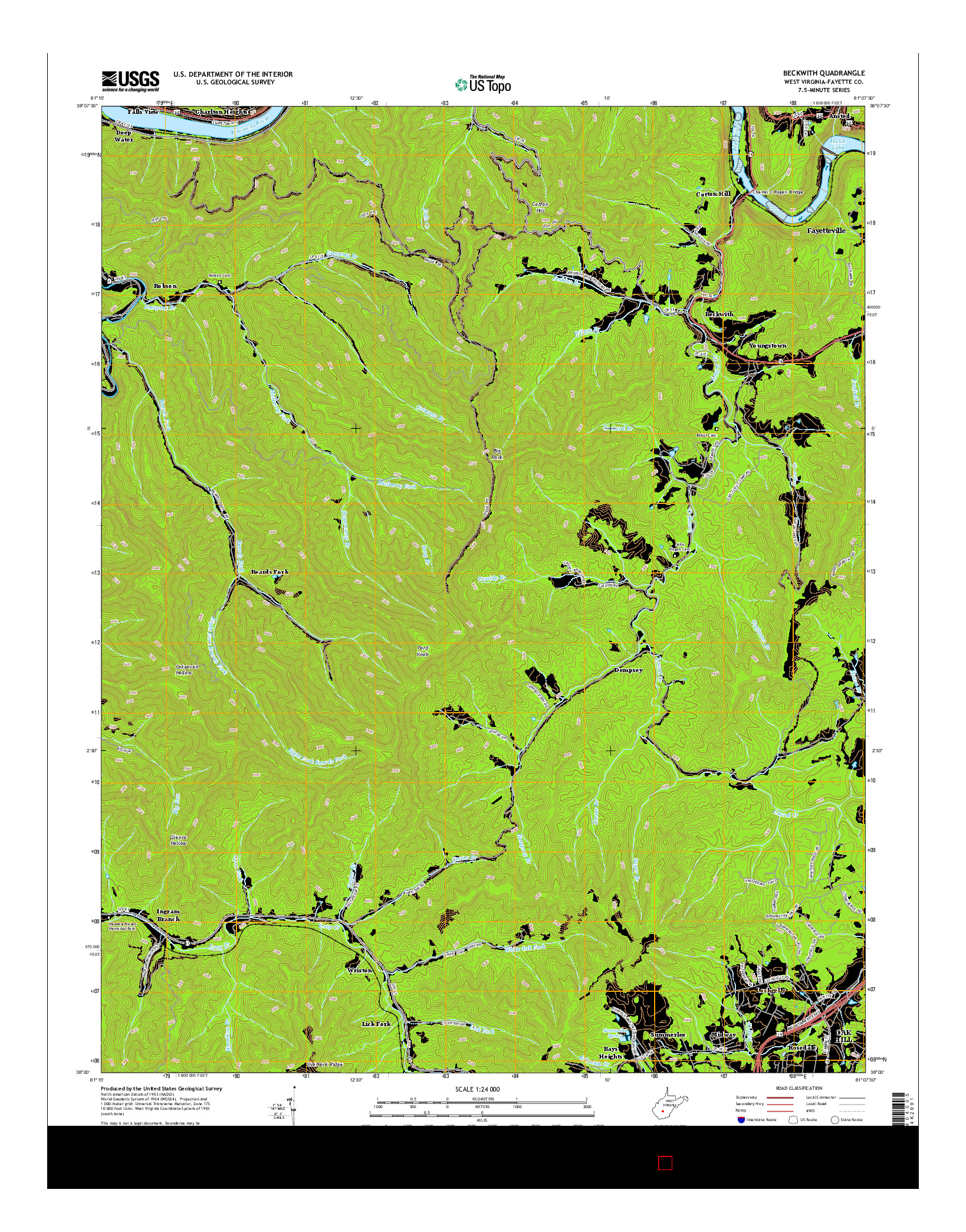 USGS US TOPO 7.5-MINUTE MAP FOR BECKWITH, WV 2014