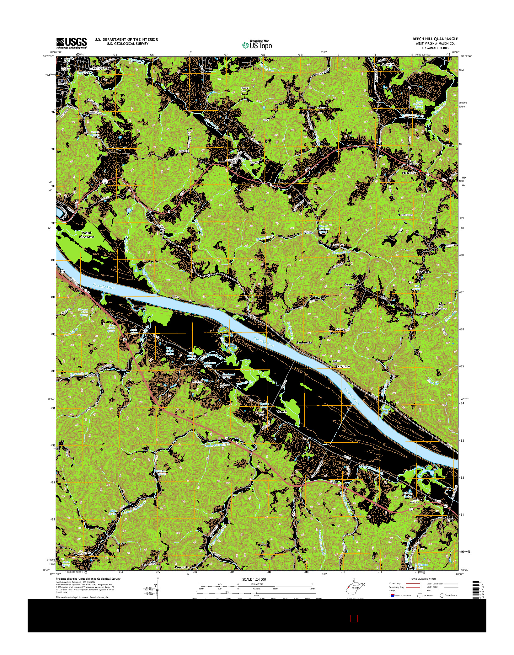 USGS US TOPO 7.5-MINUTE MAP FOR BEECH HILL, WV 2014