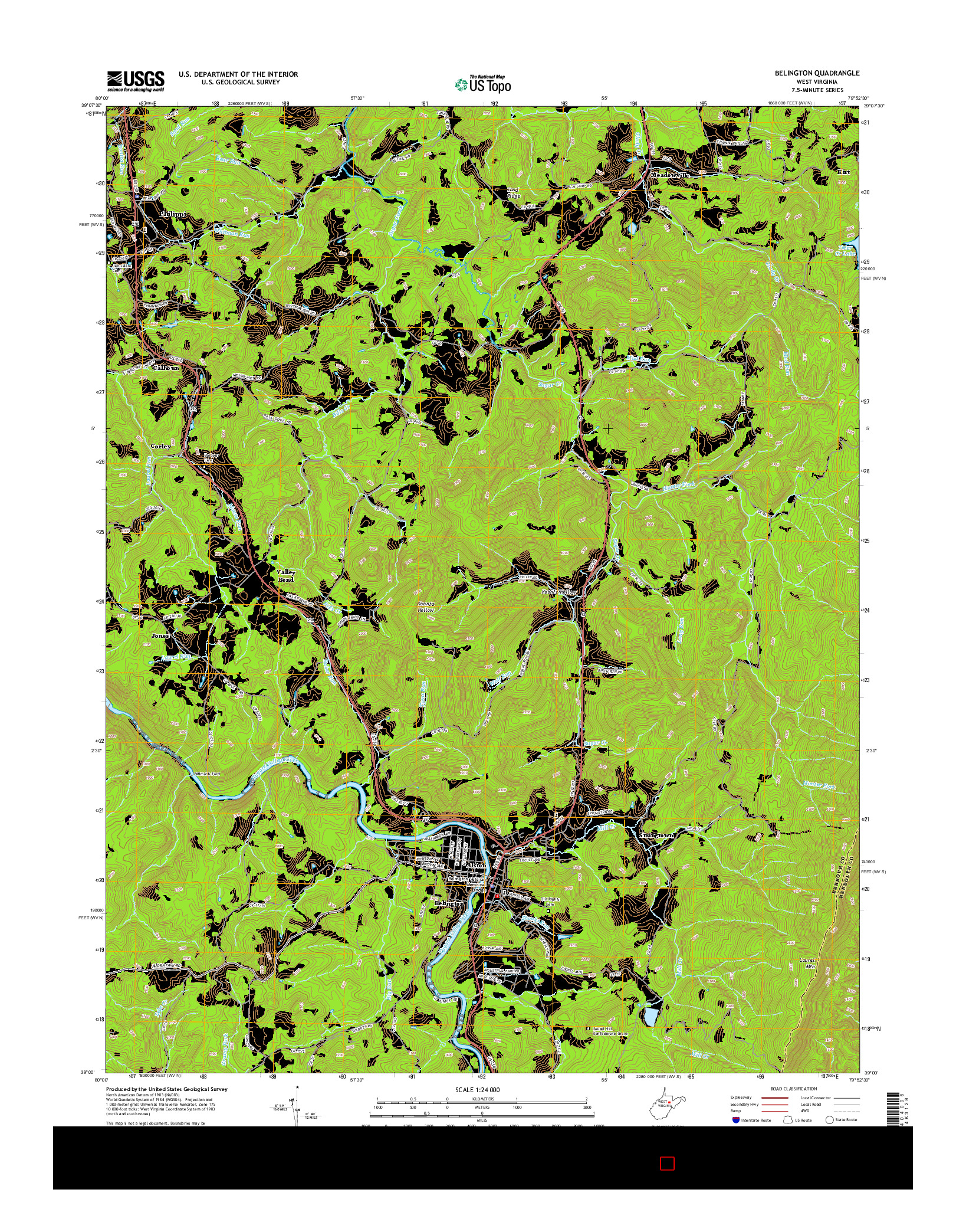 USGS US TOPO 7.5-MINUTE MAP FOR BELINGTON, WV 2014