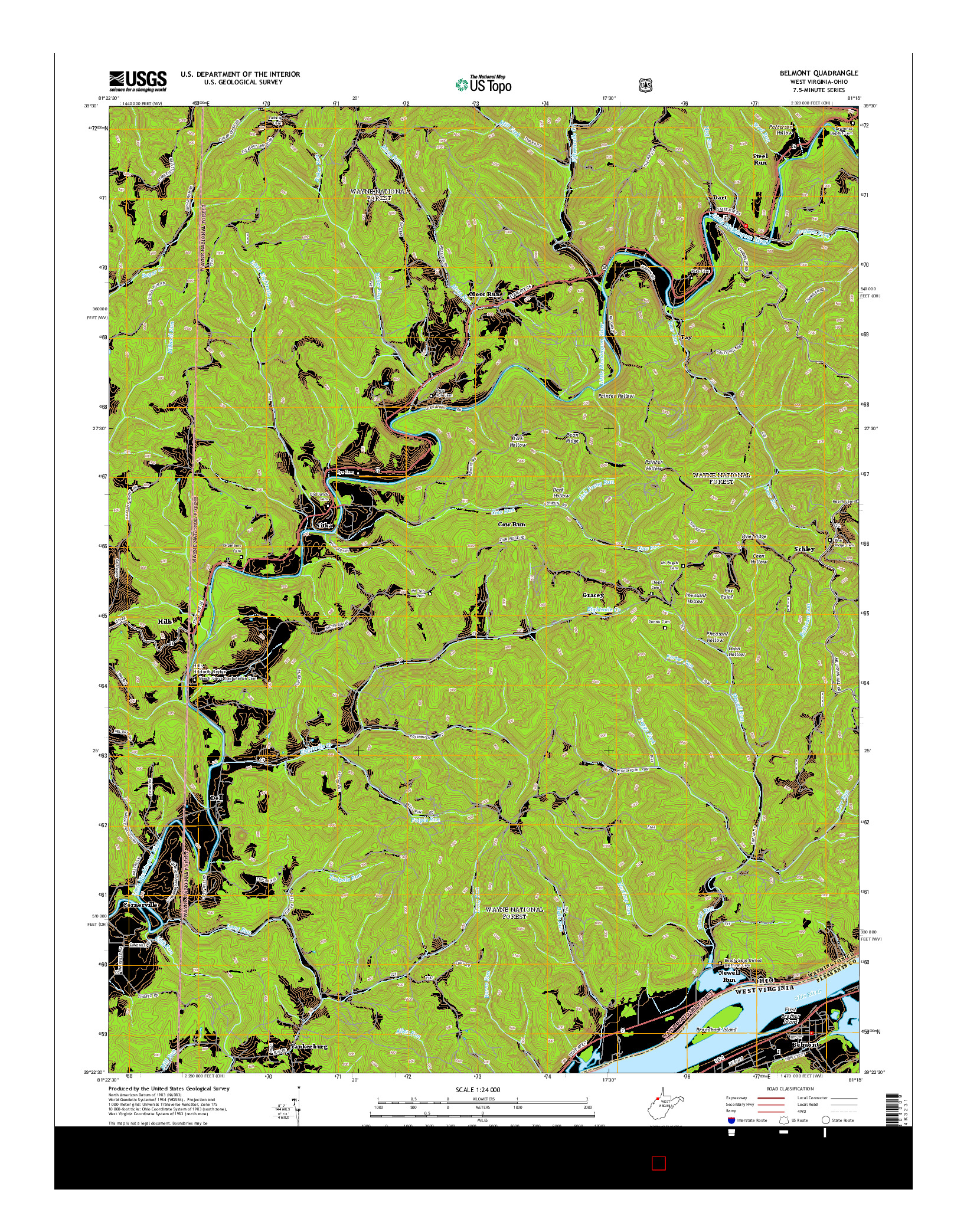 USGS US TOPO 7.5-MINUTE MAP FOR BELMONT, WV-OH 2014