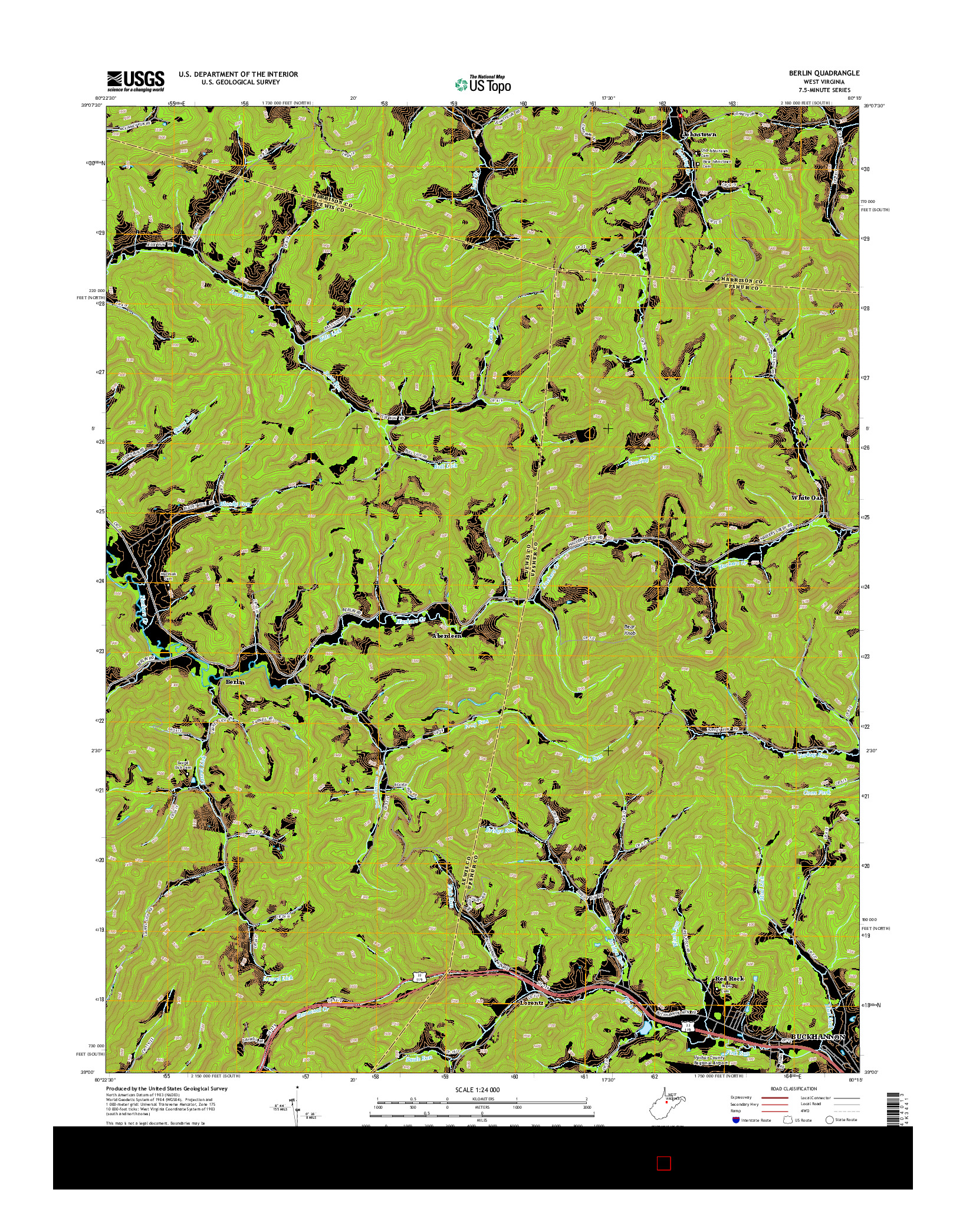 USGS US TOPO 7.5-MINUTE MAP FOR BERLIN, WV 2014