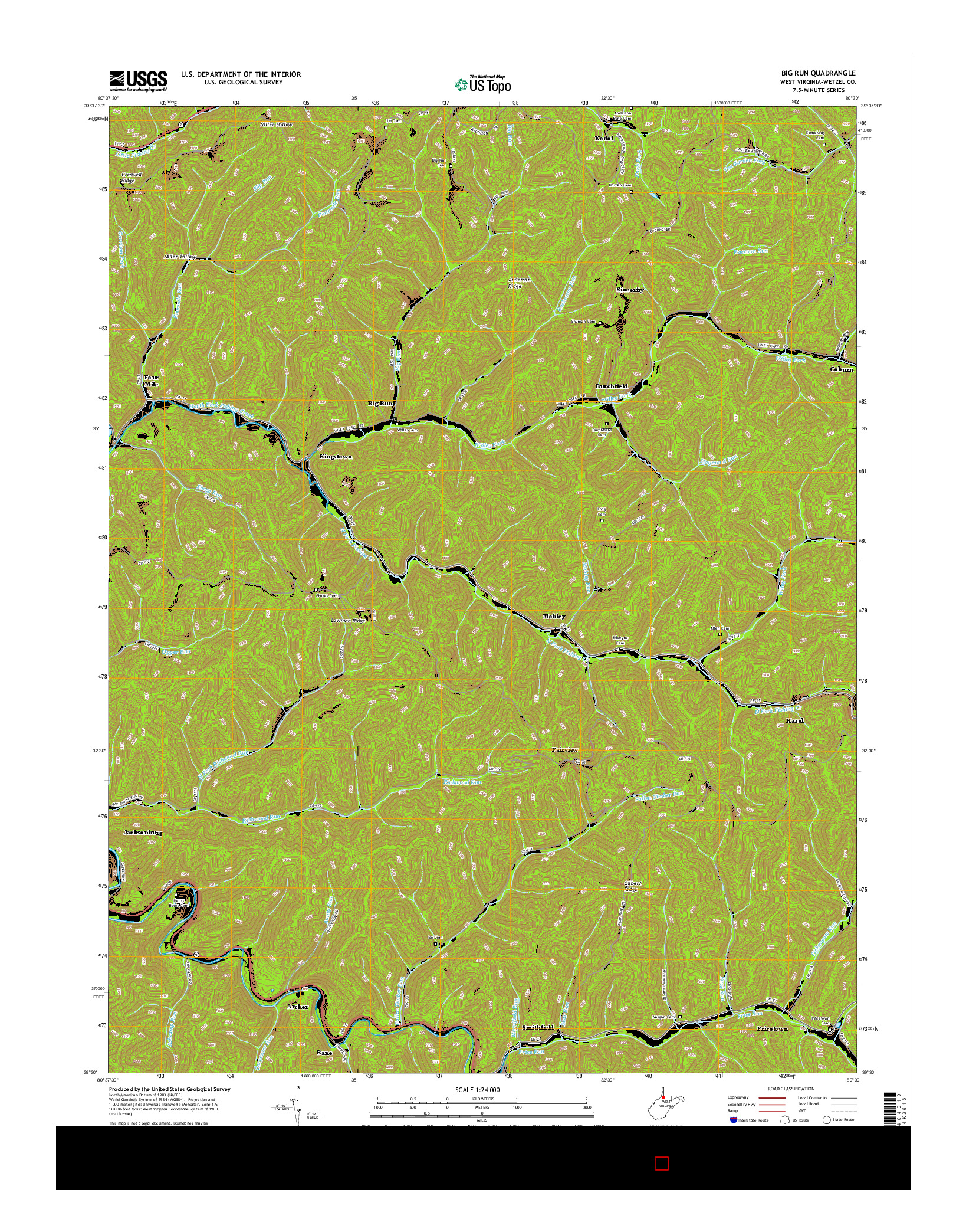 USGS US TOPO 7.5-MINUTE MAP FOR BIG RUN, WV 2014