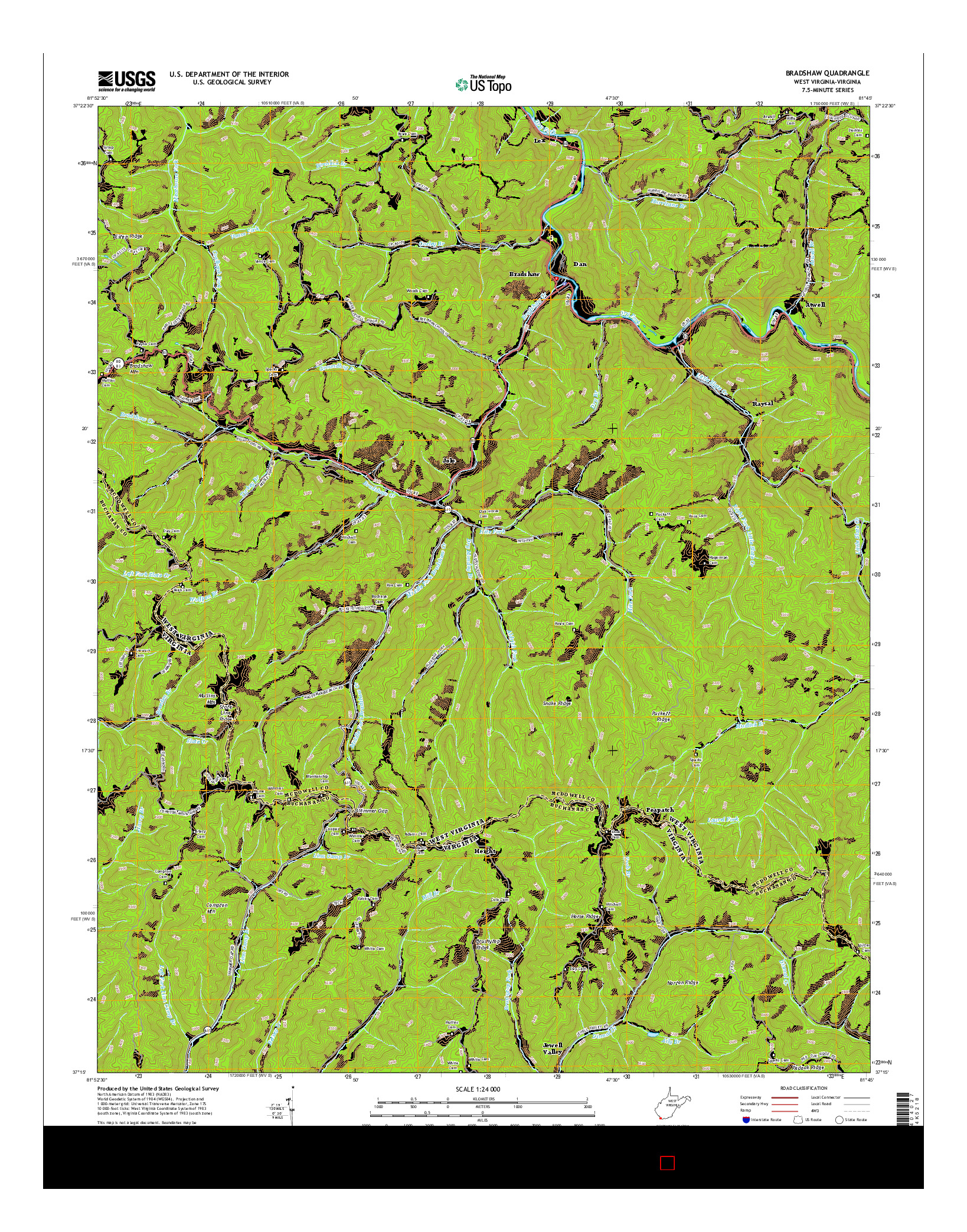 USGS US TOPO 7.5-MINUTE MAP FOR BRADSHAW, WV-VA 2014