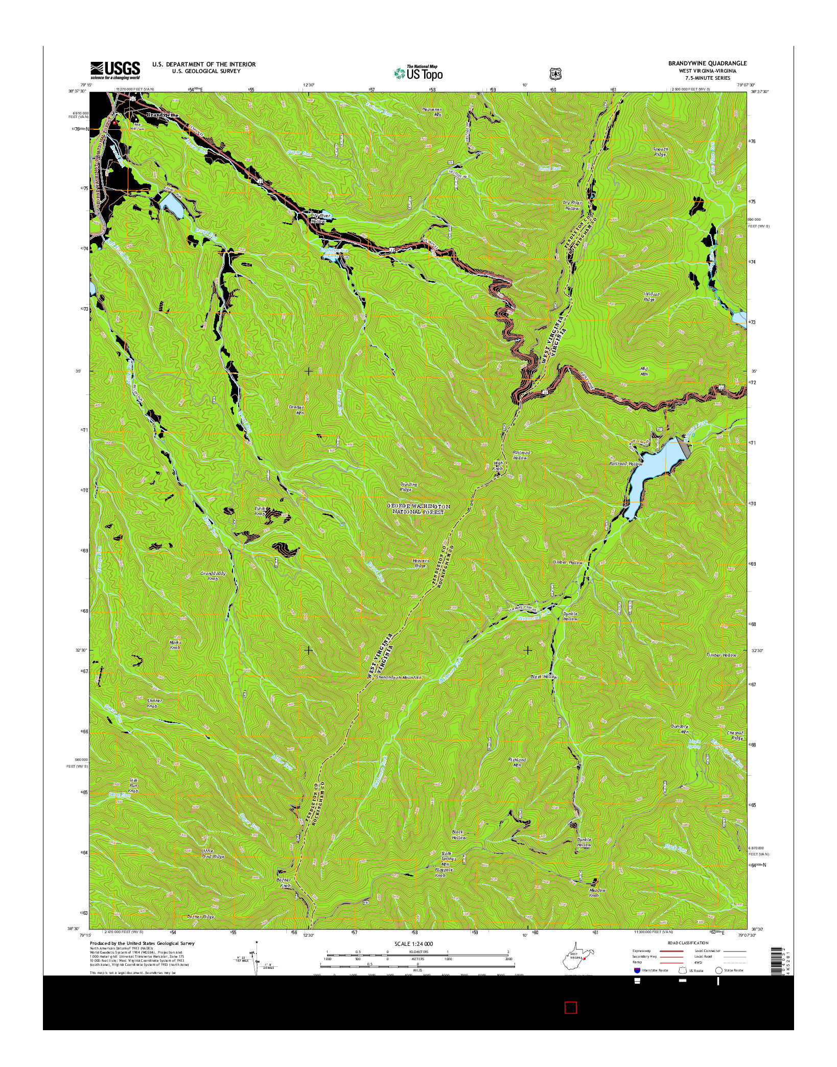 USGS US TOPO 7.5-MINUTE MAP FOR BRANDYWINE, WV-VA 2014