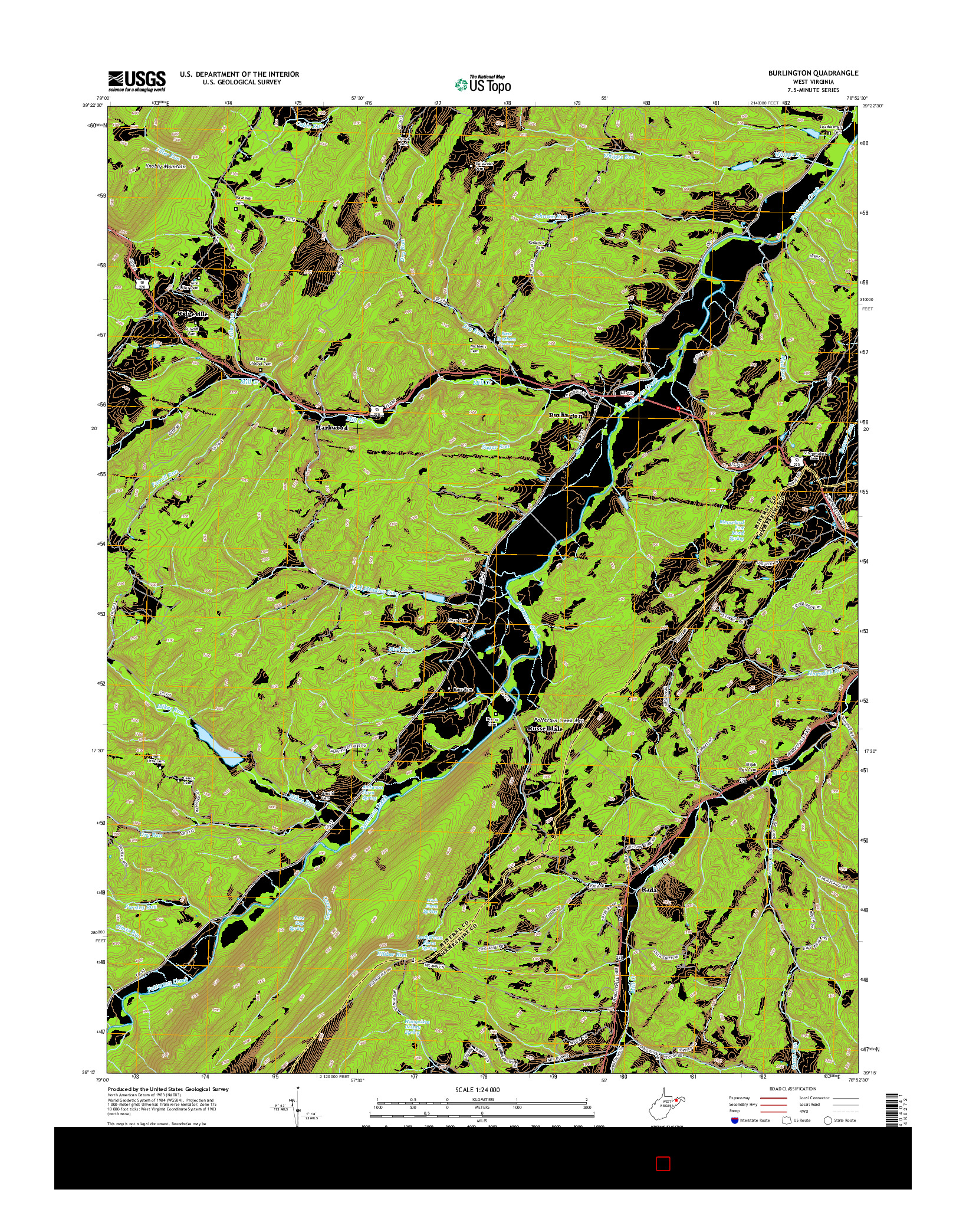 USGS US TOPO 7.5-MINUTE MAP FOR BURLINGTON, WV 2014