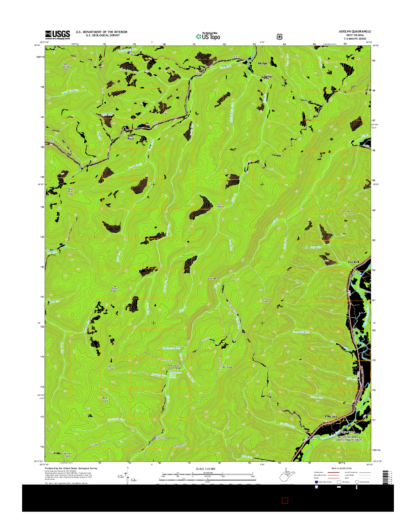 USGS US TOPO 7.5-MINUTE MAP FOR ADOLPH, WV 2014