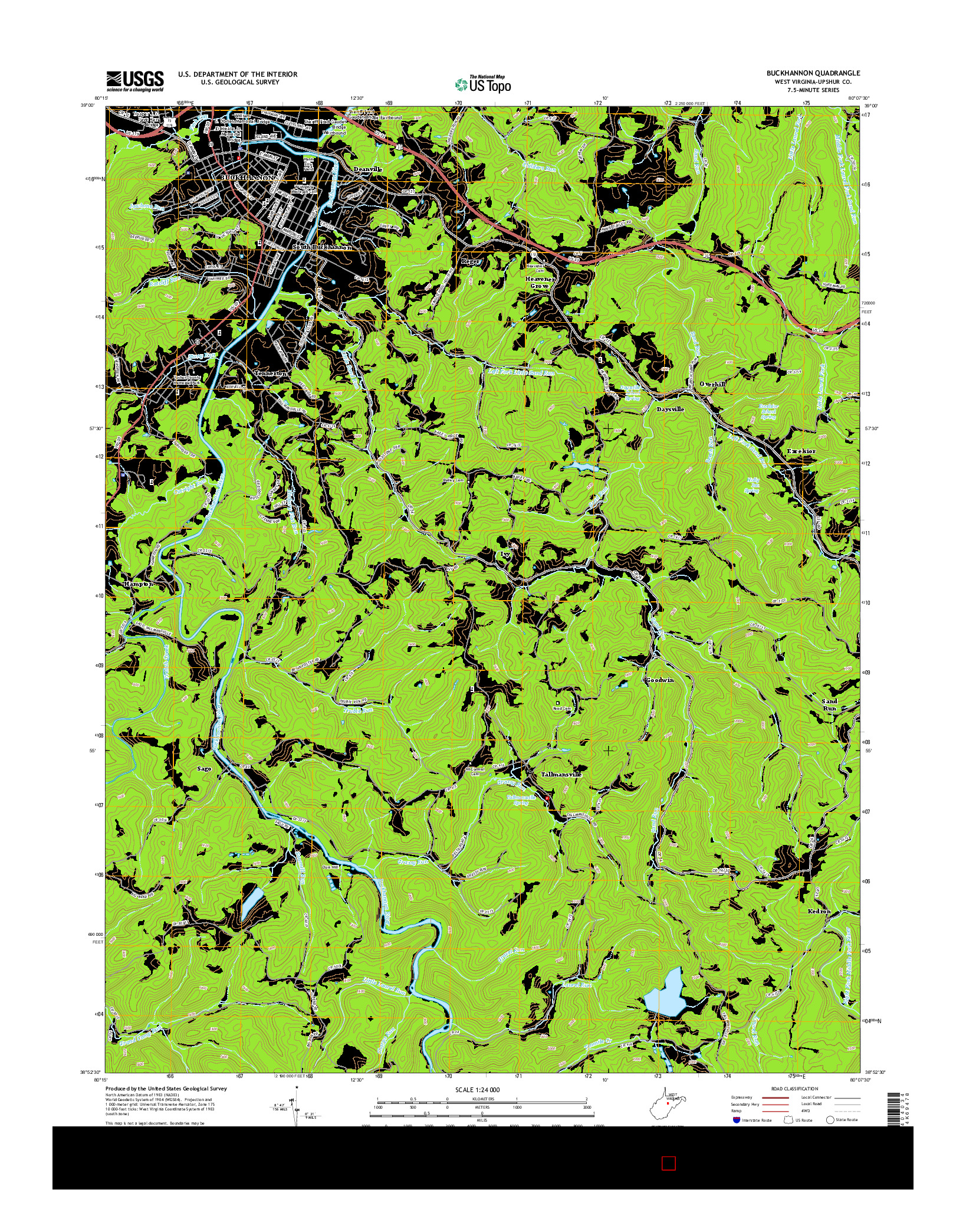 USGS US TOPO 7.5-MINUTE MAP FOR BUCKHANNON, WV 2014