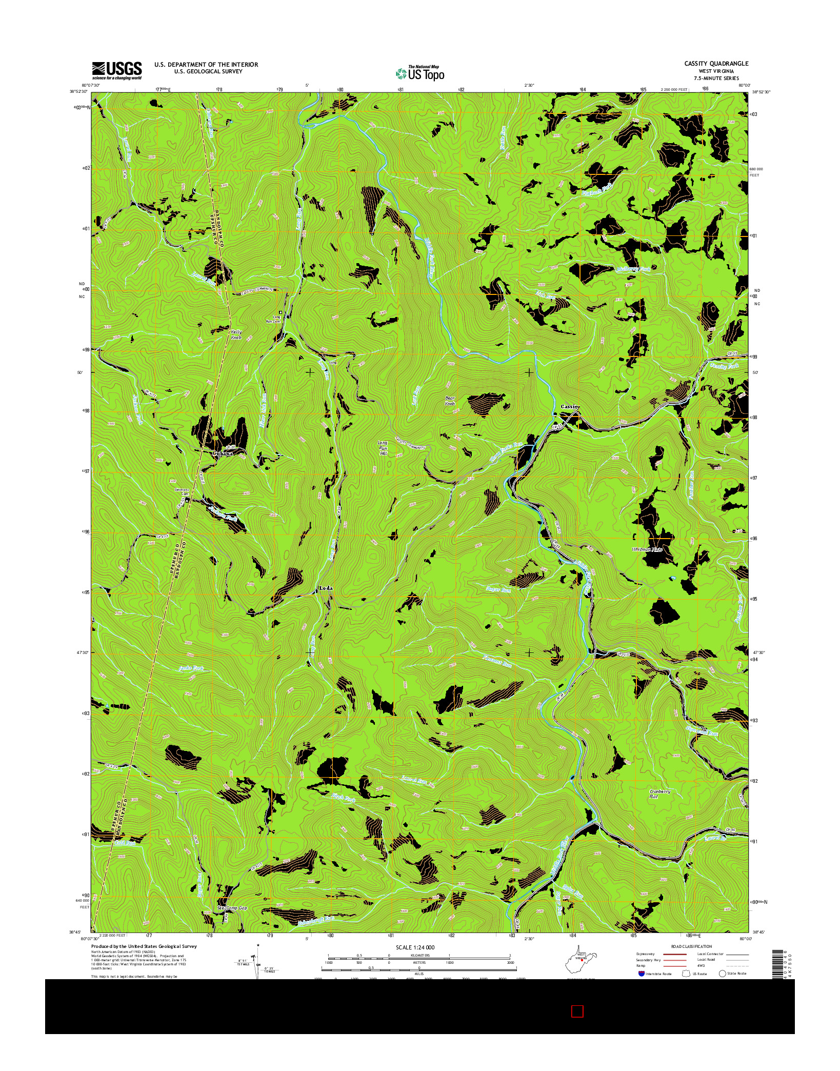 USGS US TOPO 7.5-MINUTE MAP FOR CASSITY, WV 2014