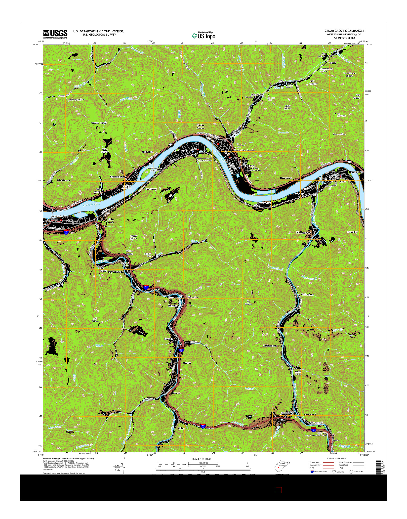 USGS US TOPO 7.5-MINUTE MAP FOR CEDAR GROVE, WV 2014