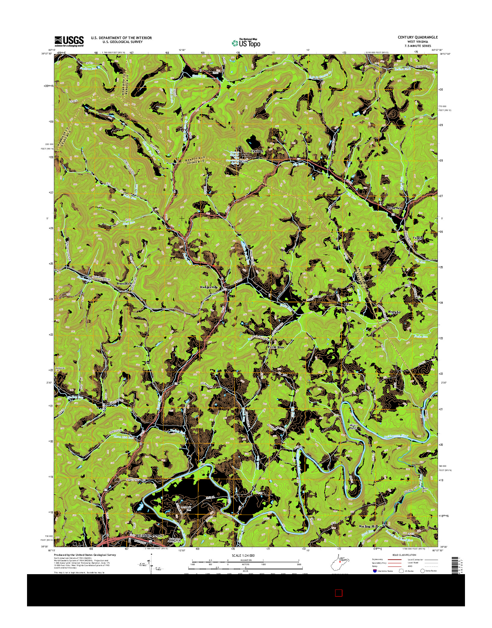 USGS US TOPO 7.5-MINUTE MAP FOR CENTURY, WV 2014