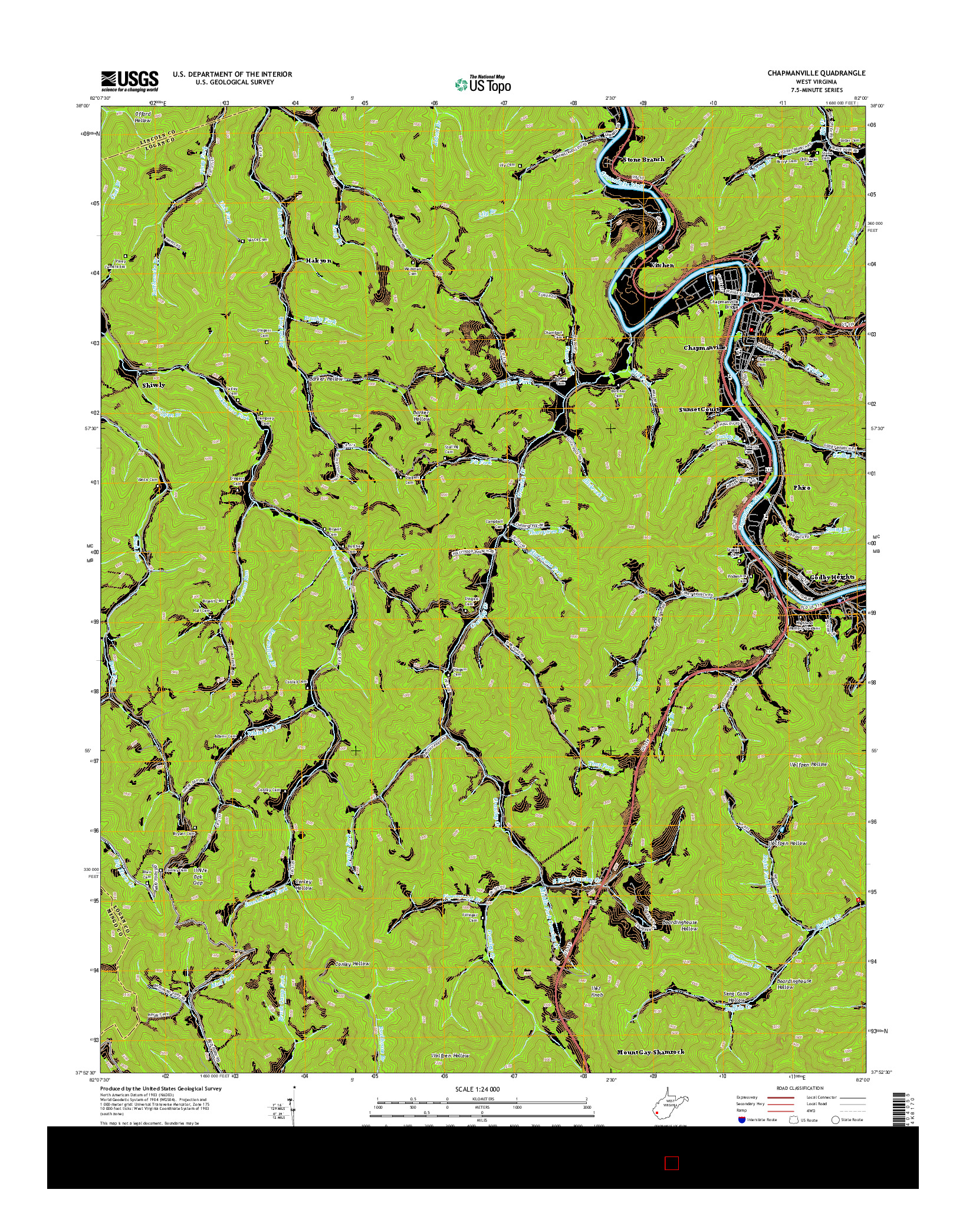 USGS US TOPO 7.5-MINUTE MAP FOR CHAPMANVILLE, WV 2014