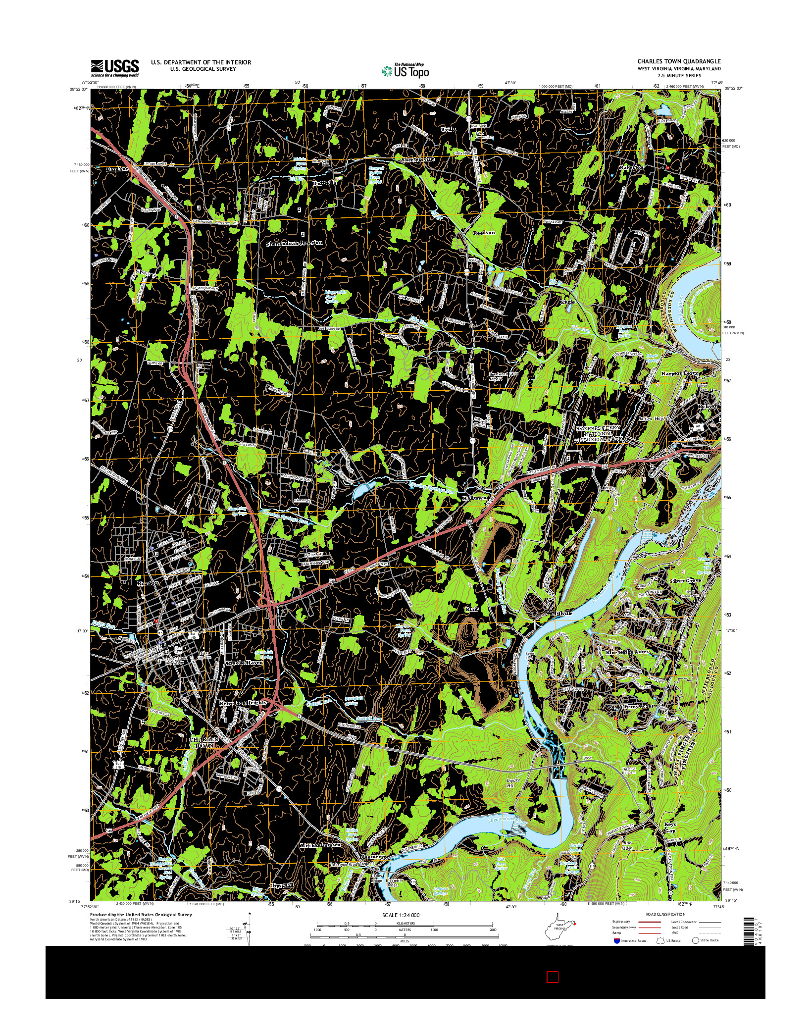 USGS US TOPO 7.5-MINUTE MAP FOR CHARLES TOWN, WV-VA-MD 2014