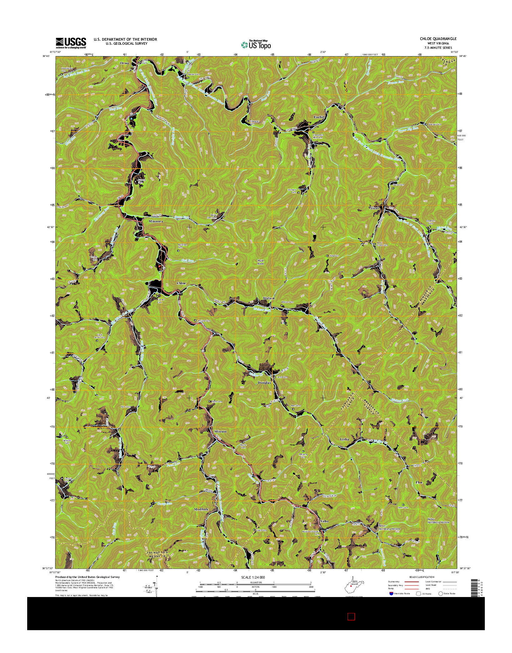 USGS US TOPO 7.5-MINUTE MAP FOR CHLOE, WV 2014