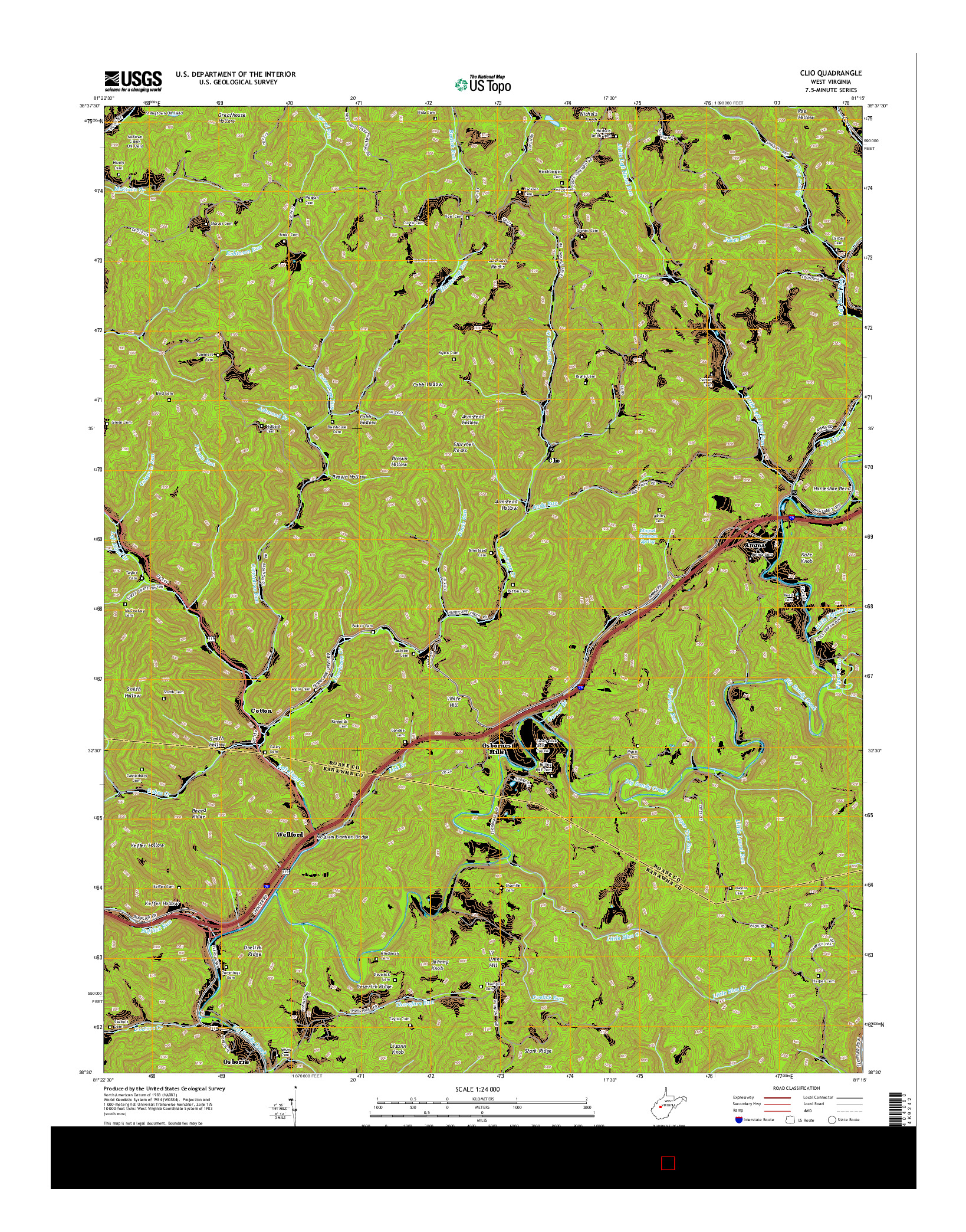 USGS US TOPO 7.5-MINUTE MAP FOR CLIO, WV 2014