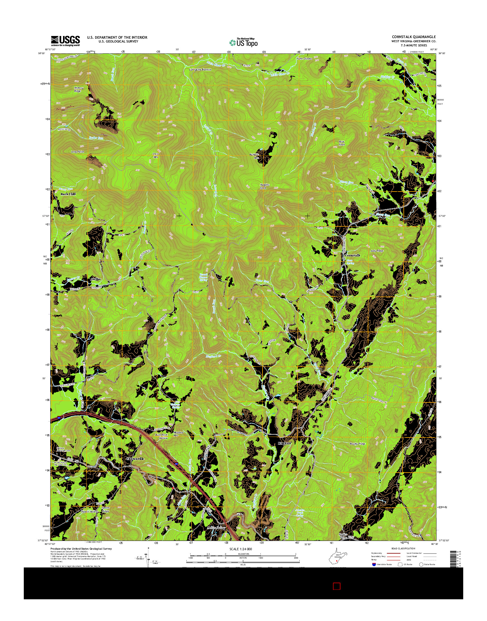 USGS US TOPO 7.5-MINUTE MAP FOR CORNSTALK, WV 2014