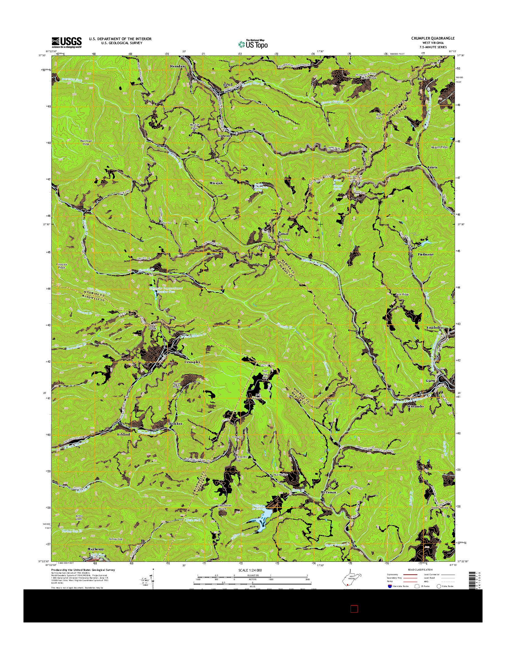 USGS US TOPO 7.5-MINUTE MAP FOR CRUMPLER, WV 2014