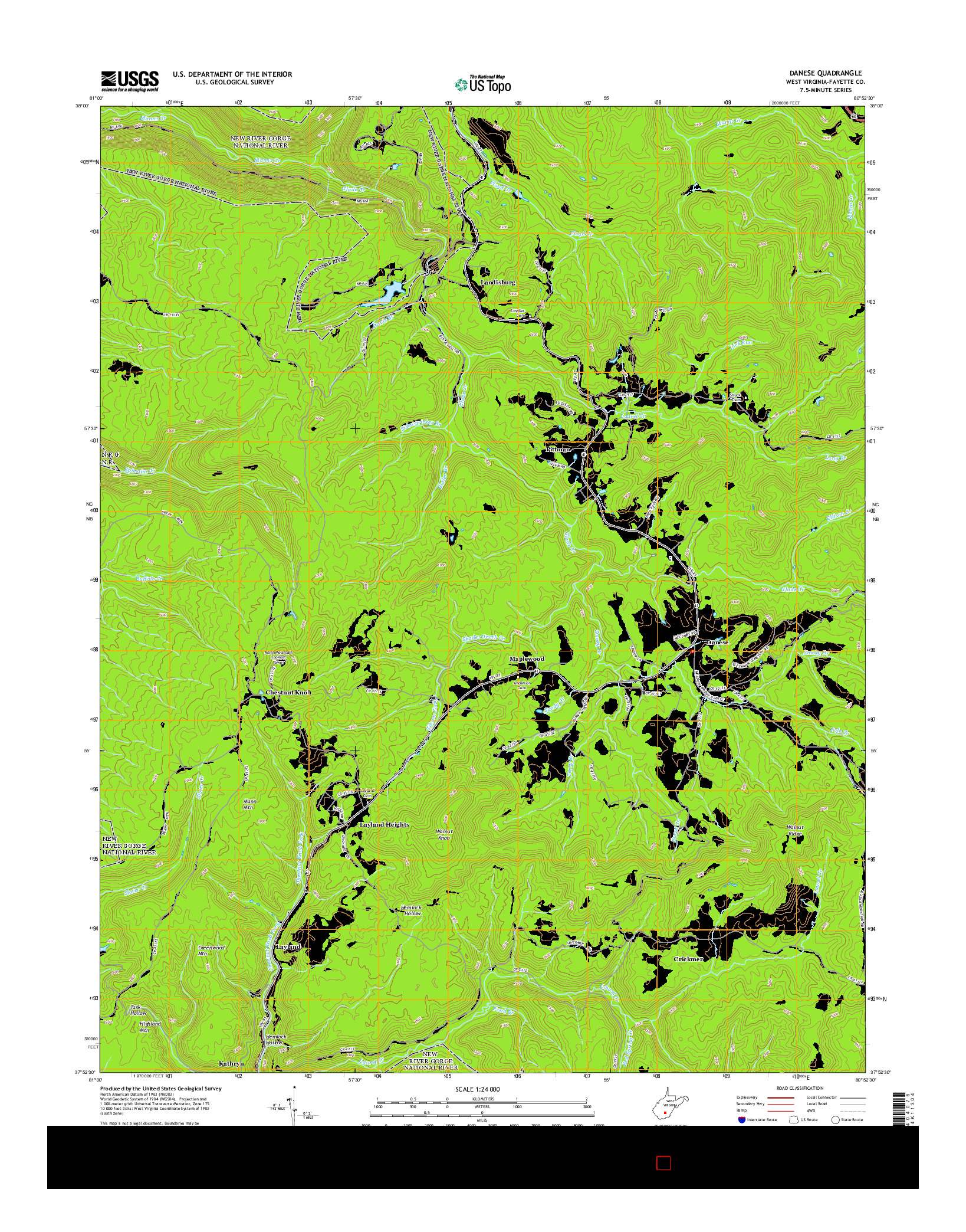 USGS US TOPO 7.5-MINUTE MAP FOR DANESE, WV 2014