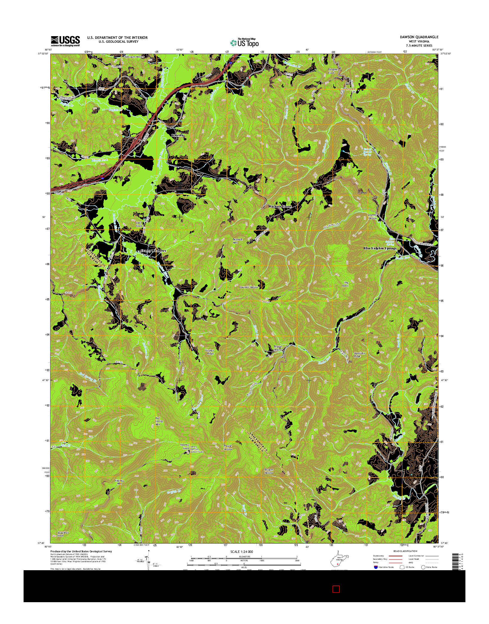 USGS US TOPO 7.5-MINUTE MAP FOR DAWSON, WV 2014