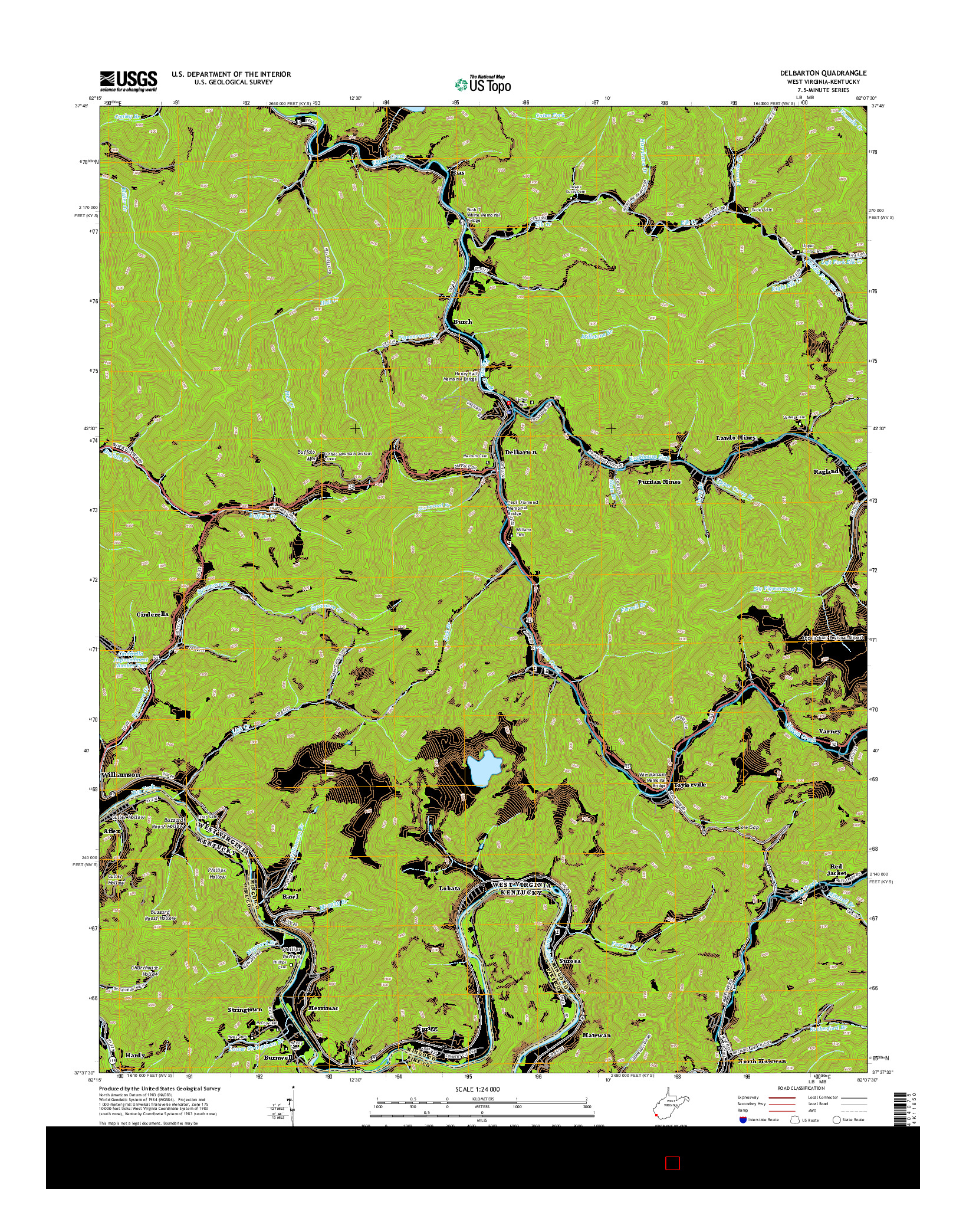 USGS US TOPO 7.5-MINUTE MAP FOR DELBARTON, WV-KY 2014