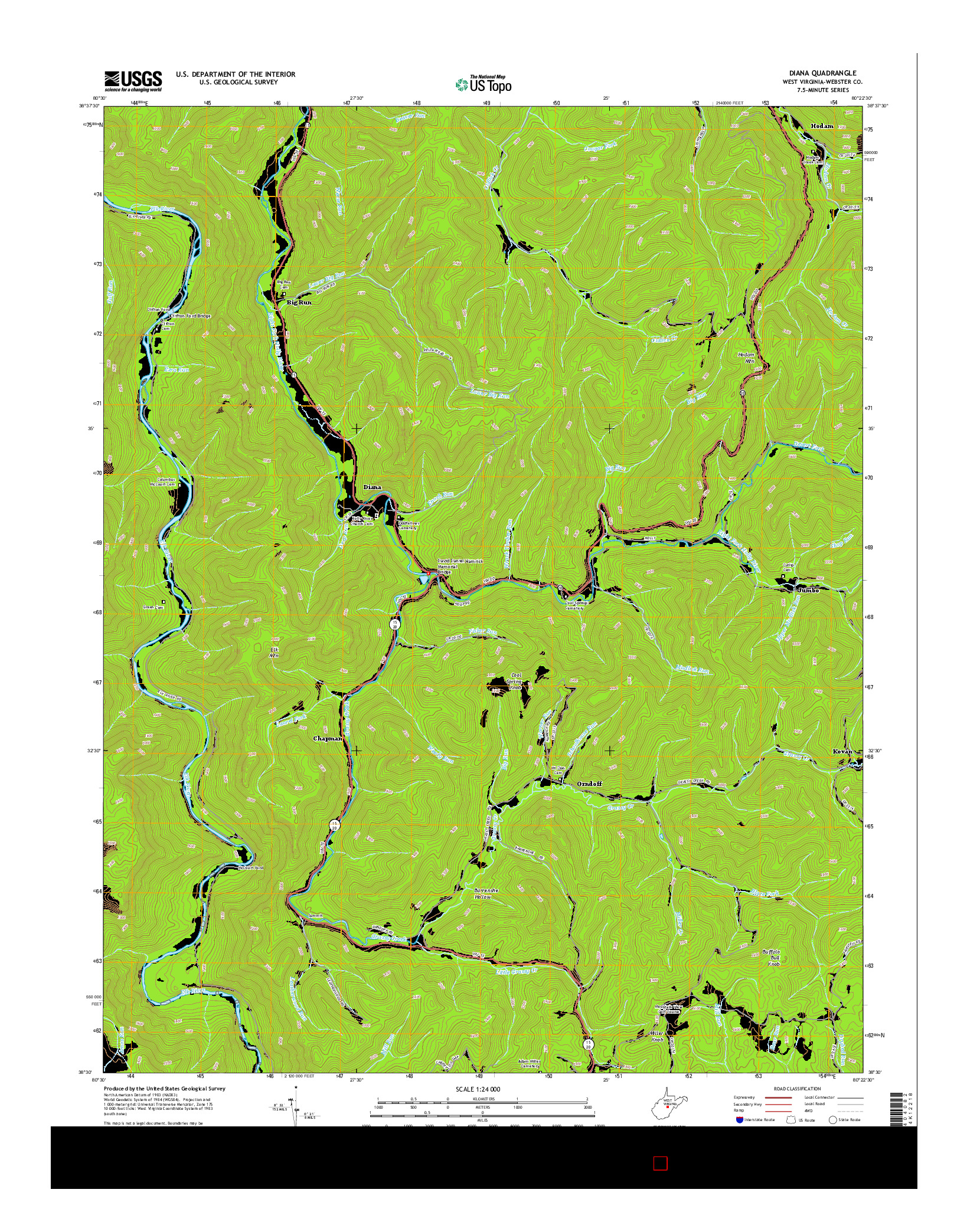 USGS US TOPO 7.5-MINUTE MAP FOR DIANA, WV 2014