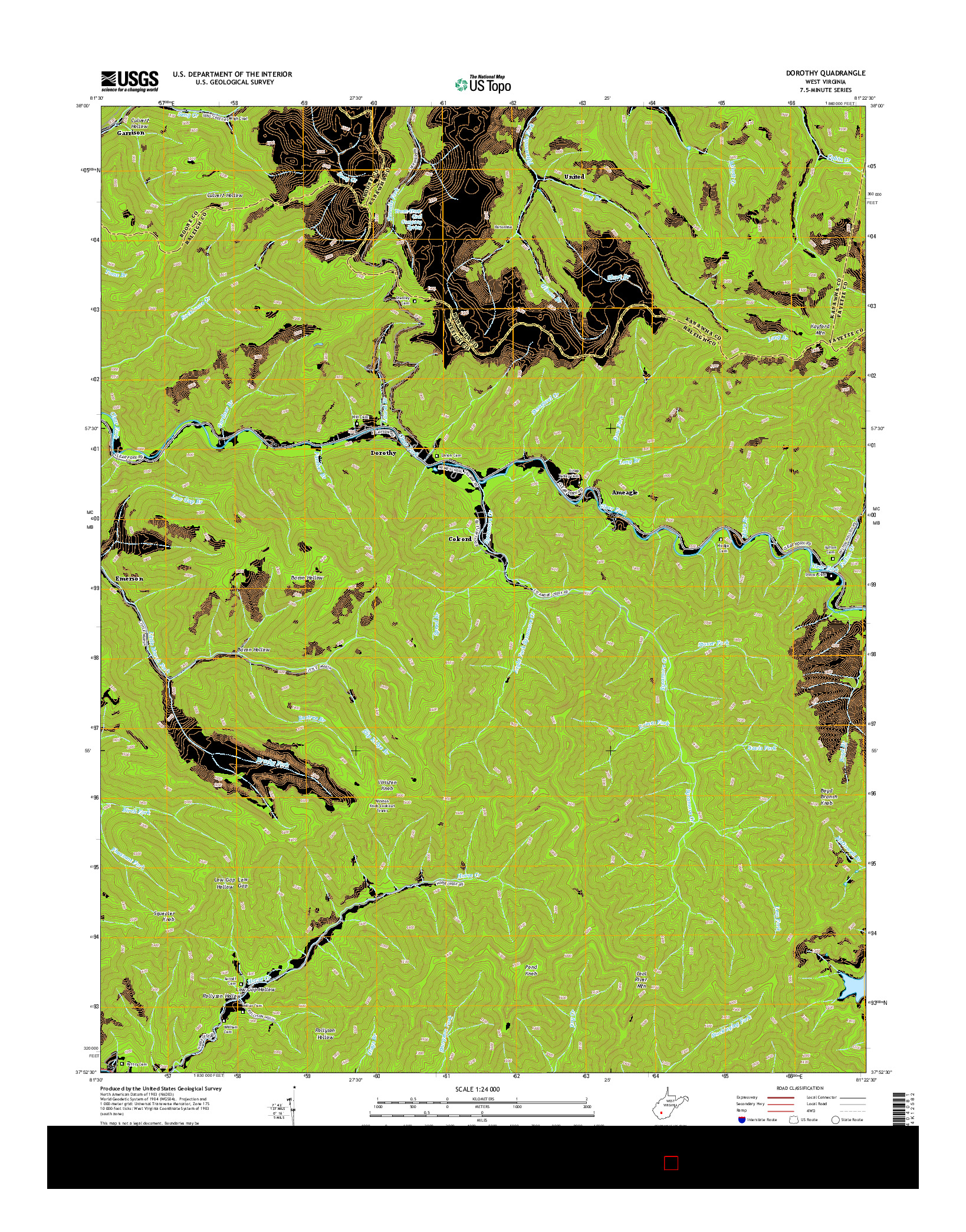 USGS US TOPO 7.5-MINUTE MAP FOR DOROTHY, WV 2014