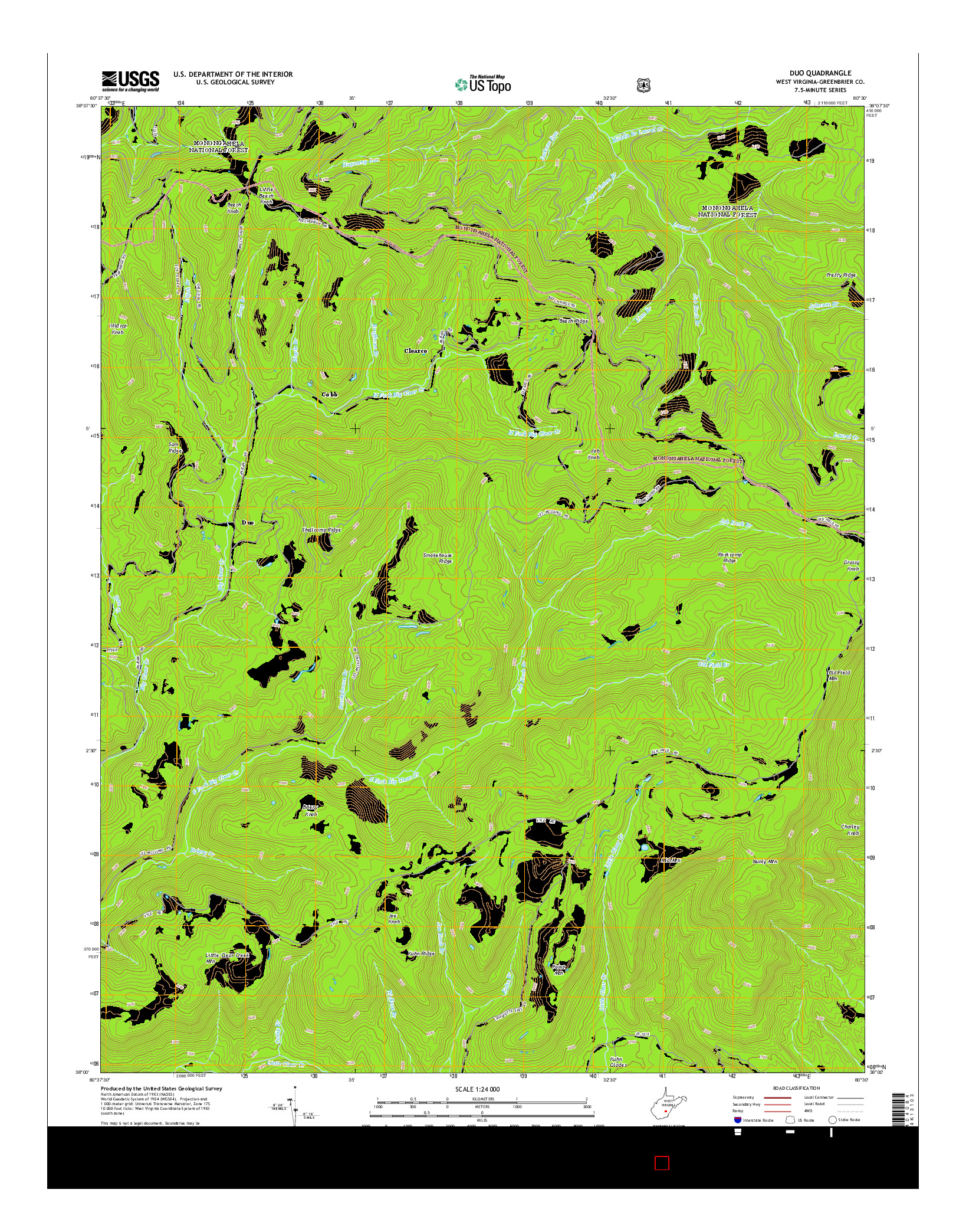 USGS US TOPO 7.5-MINUTE MAP FOR DUO, WV 2014