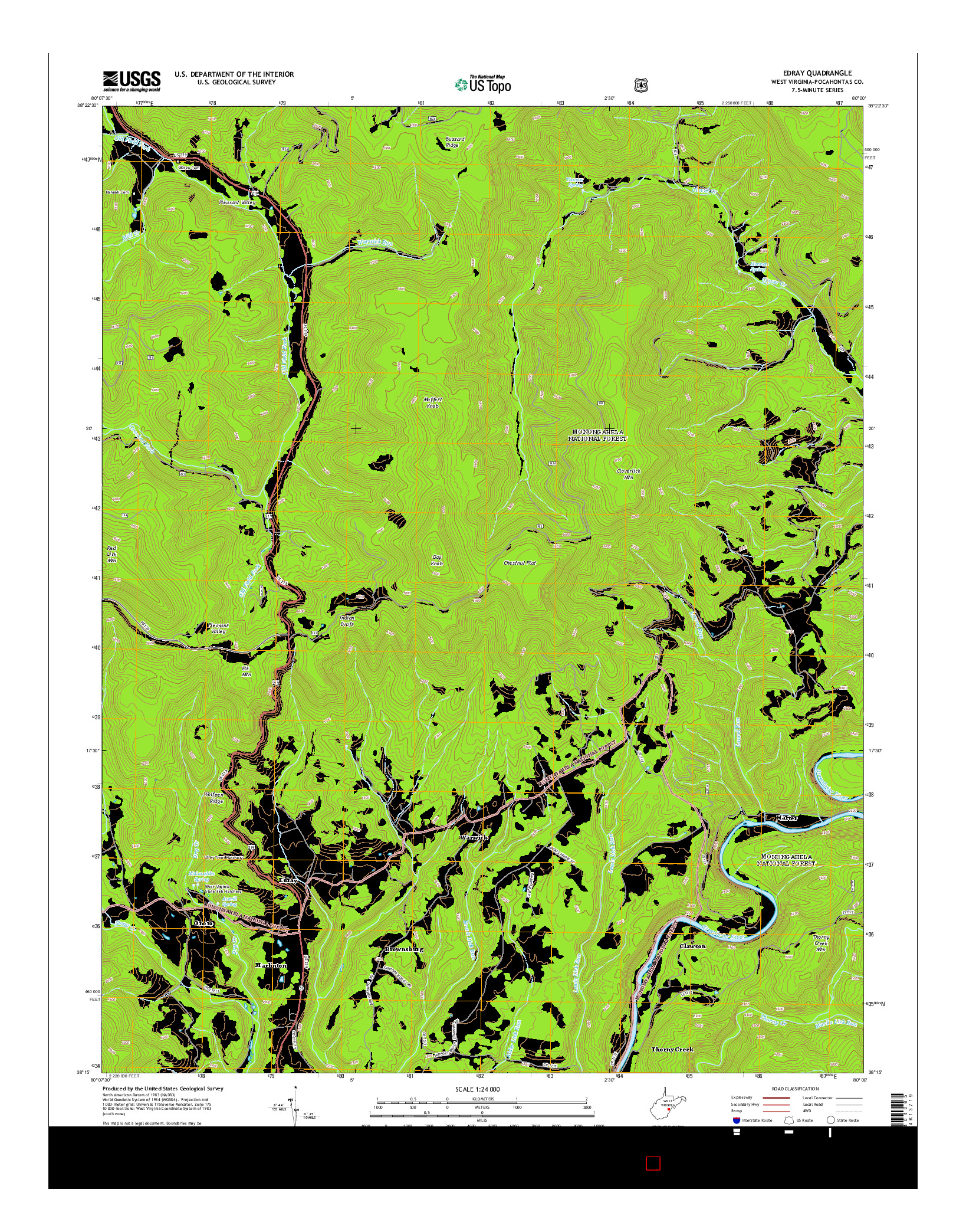 USGS US TOPO 7.5-MINUTE MAP FOR EDRAY, WV 2014