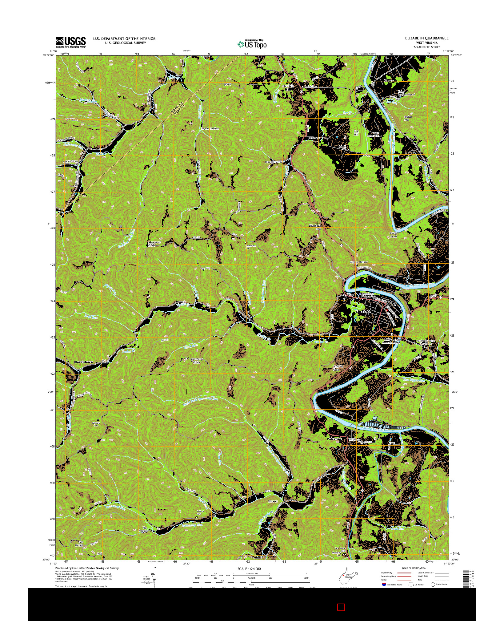 USGS US TOPO 7.5-MINUTE MAP FOR ELIZABETH, WV 2014