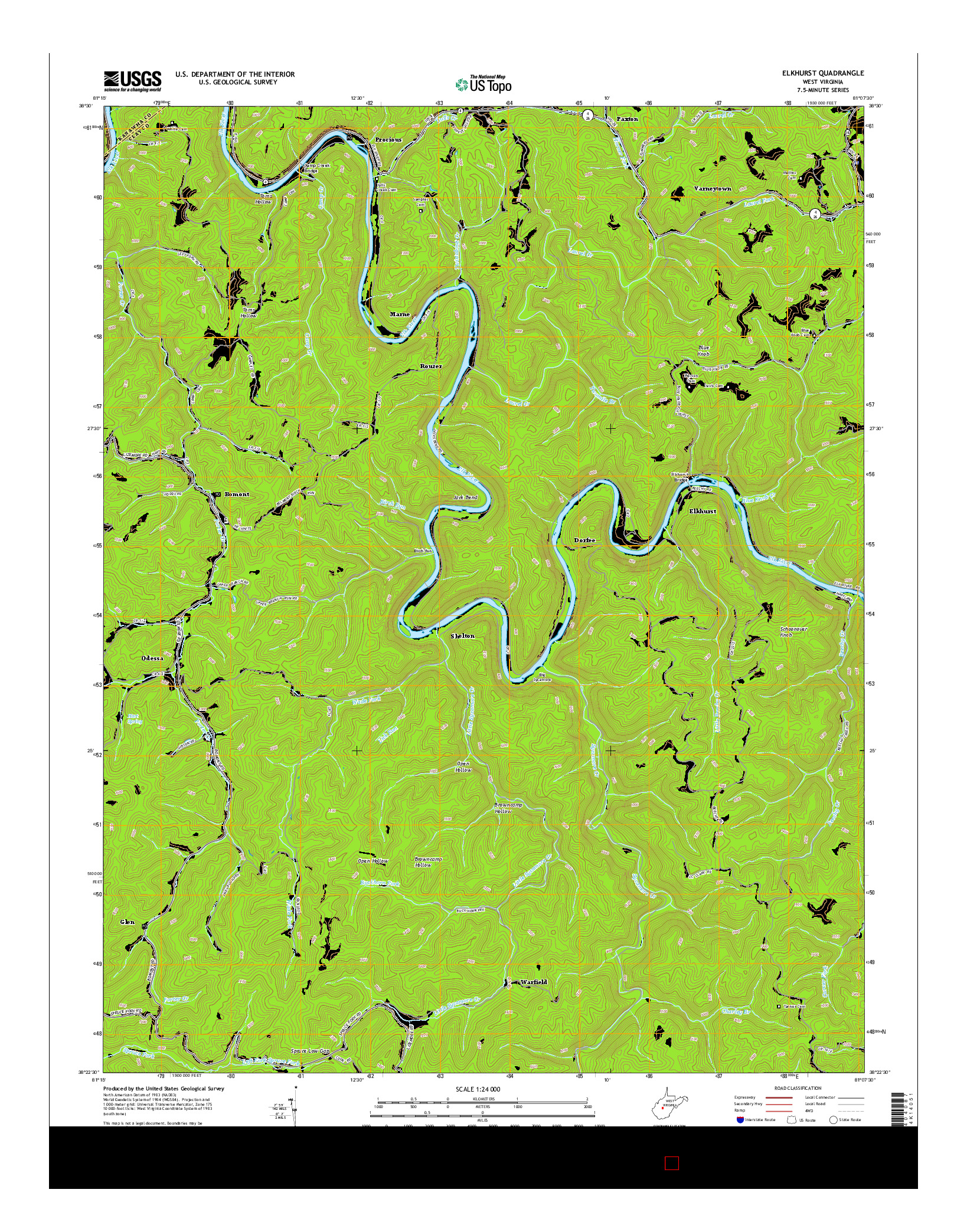 USGS US TOPO 7.5-MINUTE MAP FOR ELKHURST, WV 2014