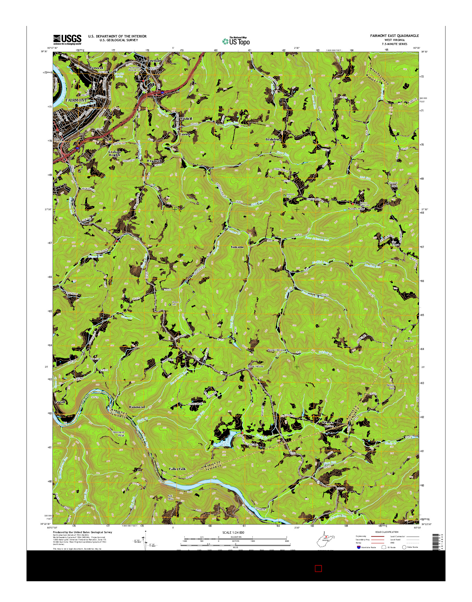 USGS US TOPO 7.5-MINUTE MAP FOR FAIRMONT EAST, WV 2014