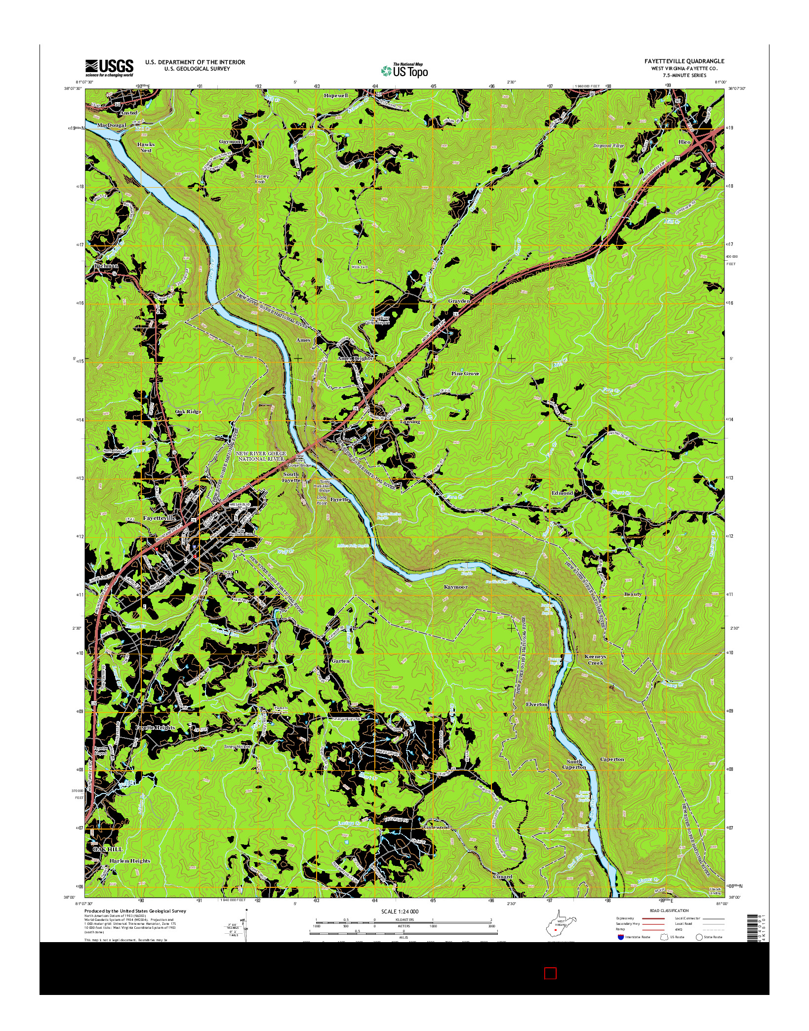 USGS US TOPO 7.5-MINUTE MAP FOR FAYETTEVILLE, WV 2014