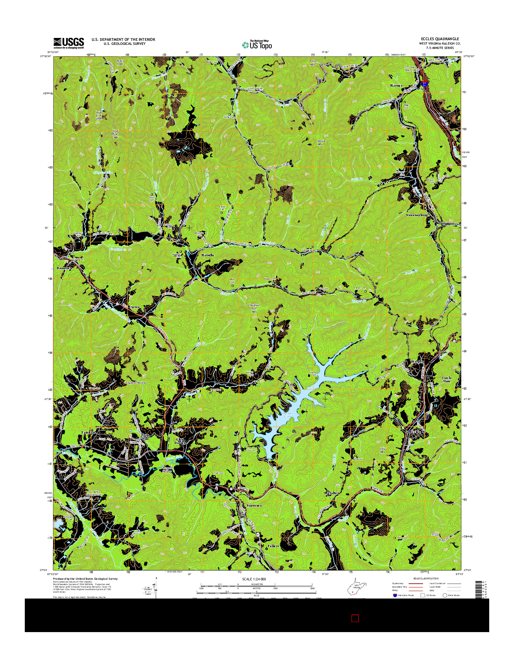 USGS US TOPO 7.5-MINUTE MAP FOR ECCLES, WV 2014