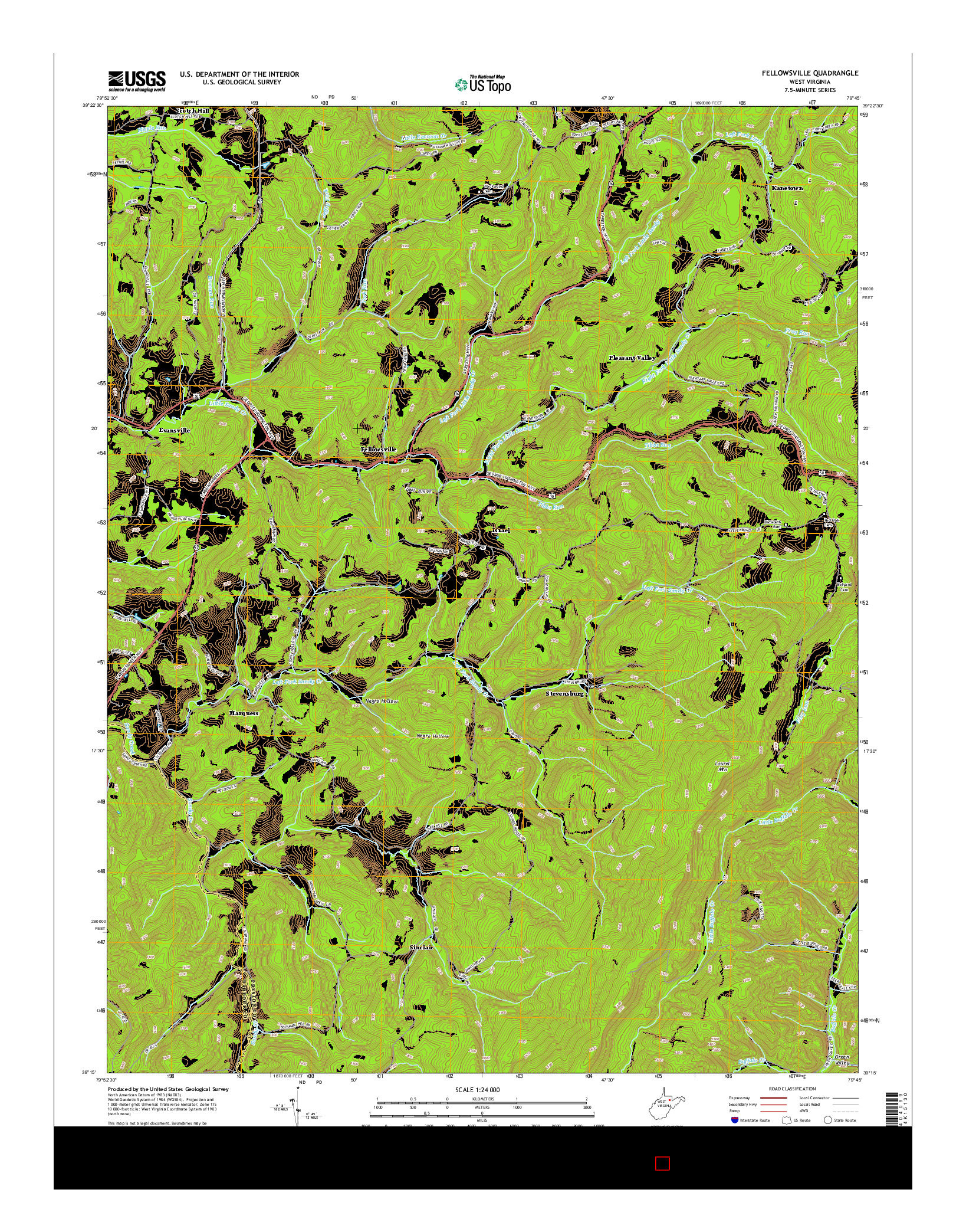 USGS US TOPO 7.5-MINUTE MAP FOR FELLOWSVILLE, WV 2014