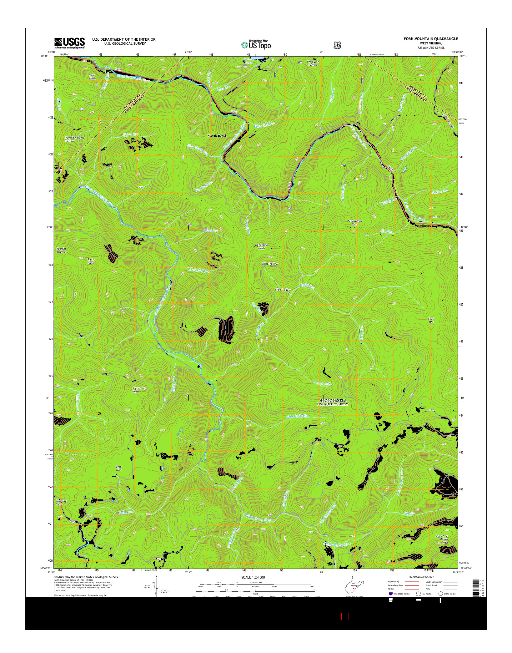 USGS US TOPO 7.5-MINUTE MAP FOR FORK MOUNTAIN, WV 2014