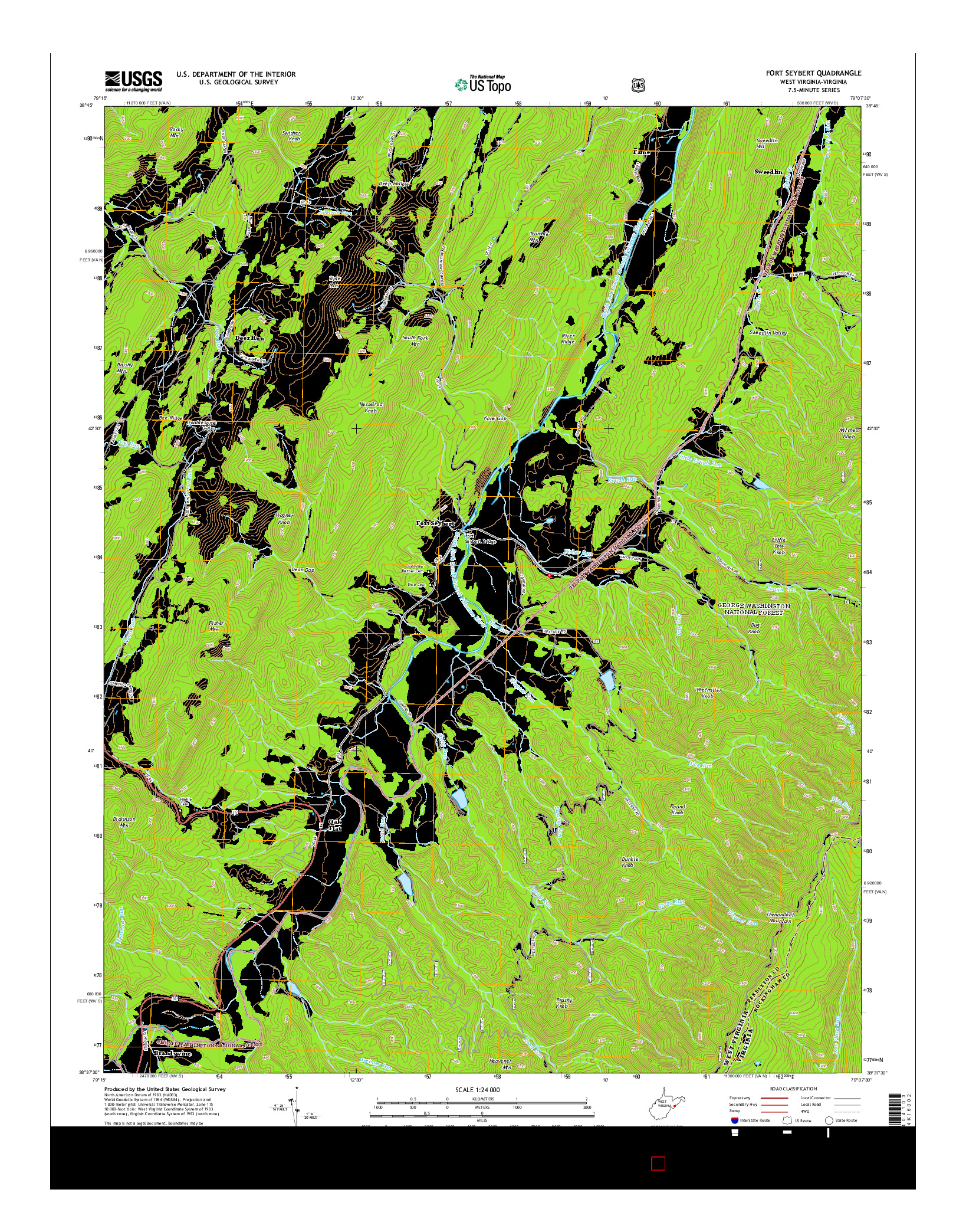 USGS US TOPO 7.5-MINUTE MAP FOR FORT SEYBERT, WV-VA 2014