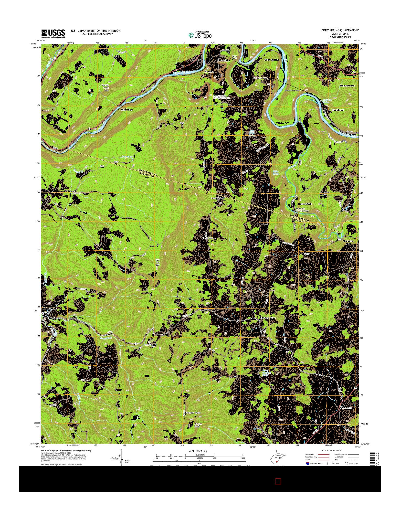 USGS US TOPO 7.5-MINUTE MAP FOR FORT SPRING, WV 2014