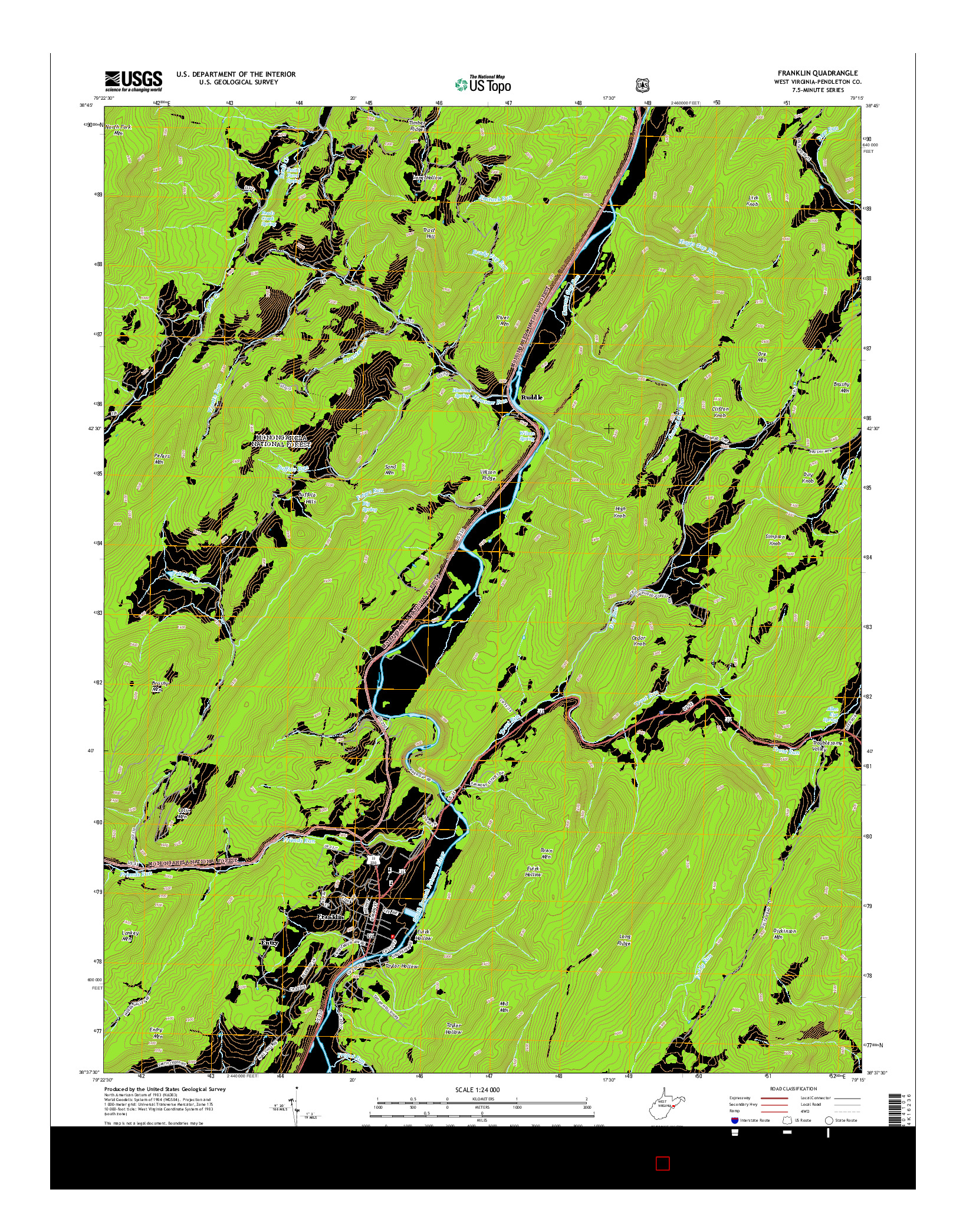 USGS US TOPO 7.5-MINUTE MAP FOR FRANKLIN, WV 2014