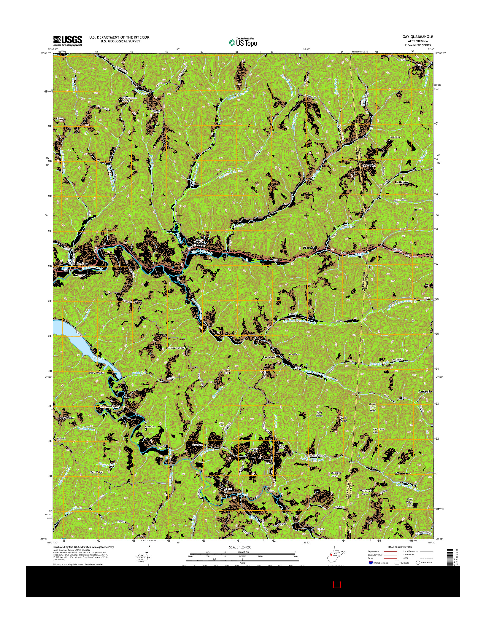 USGS US TOPO 7.5-MINUTE MAP FOR GAY, WV 2014