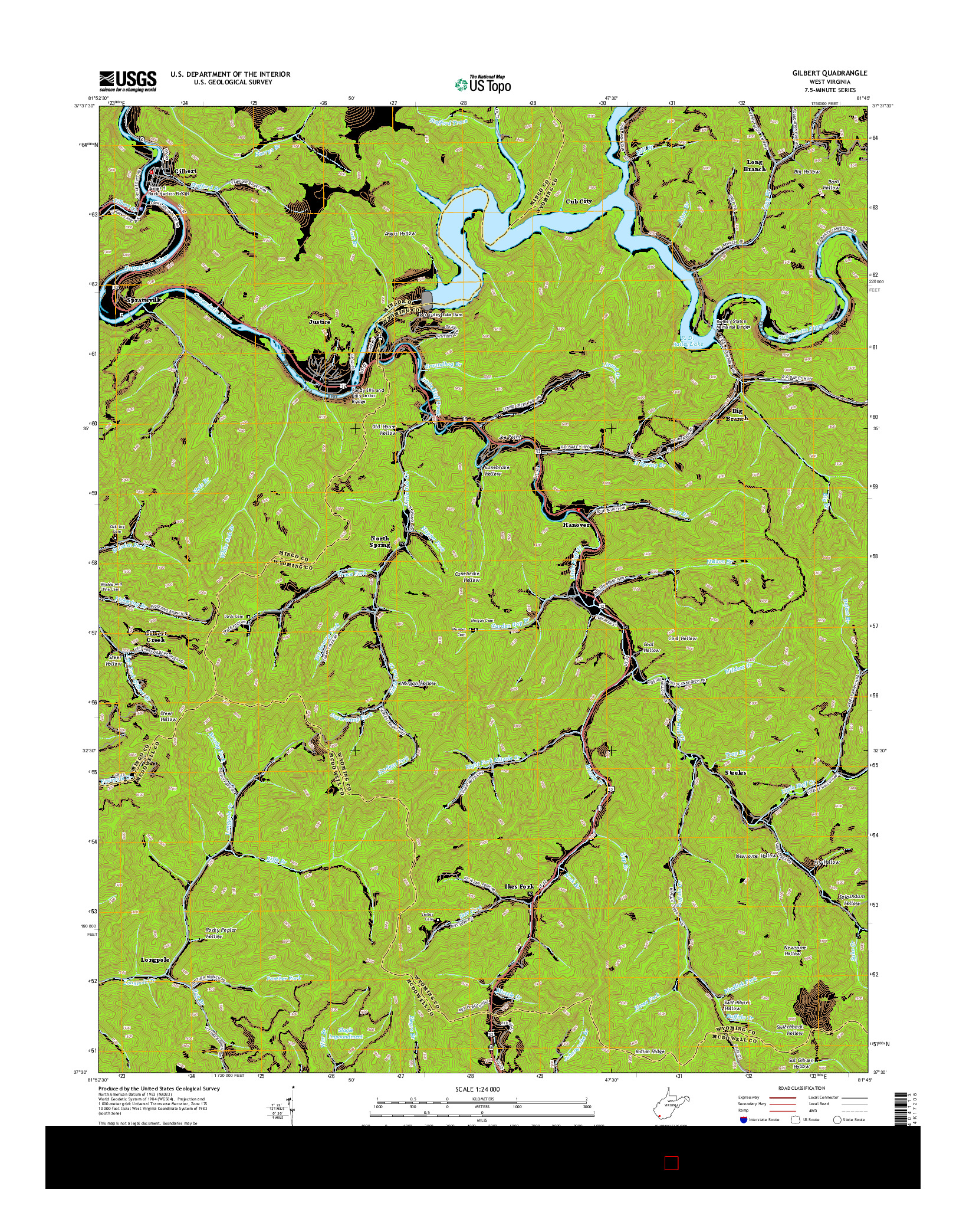 USGS US TOPO 7.5-MINUTE MAP FOR GILBERT, WV 2014