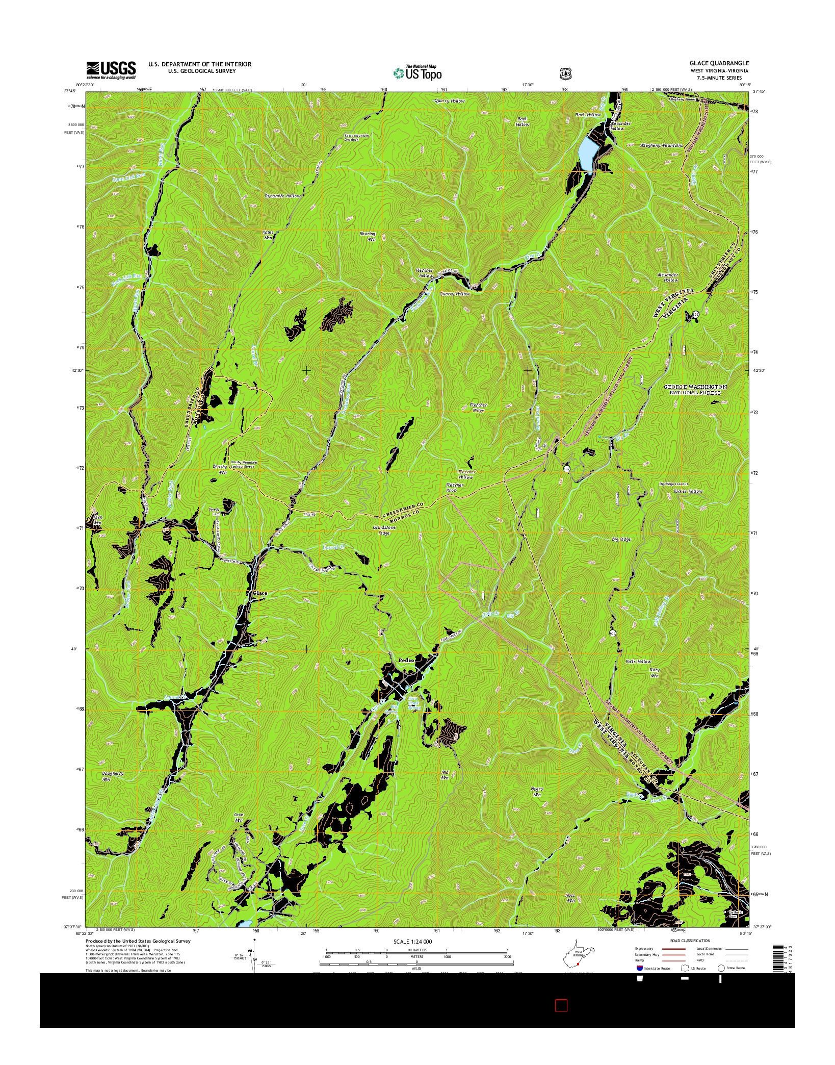 USGS US TOPO 7.5-MINUTE MAP FOR GLACE, WV-VA 2014