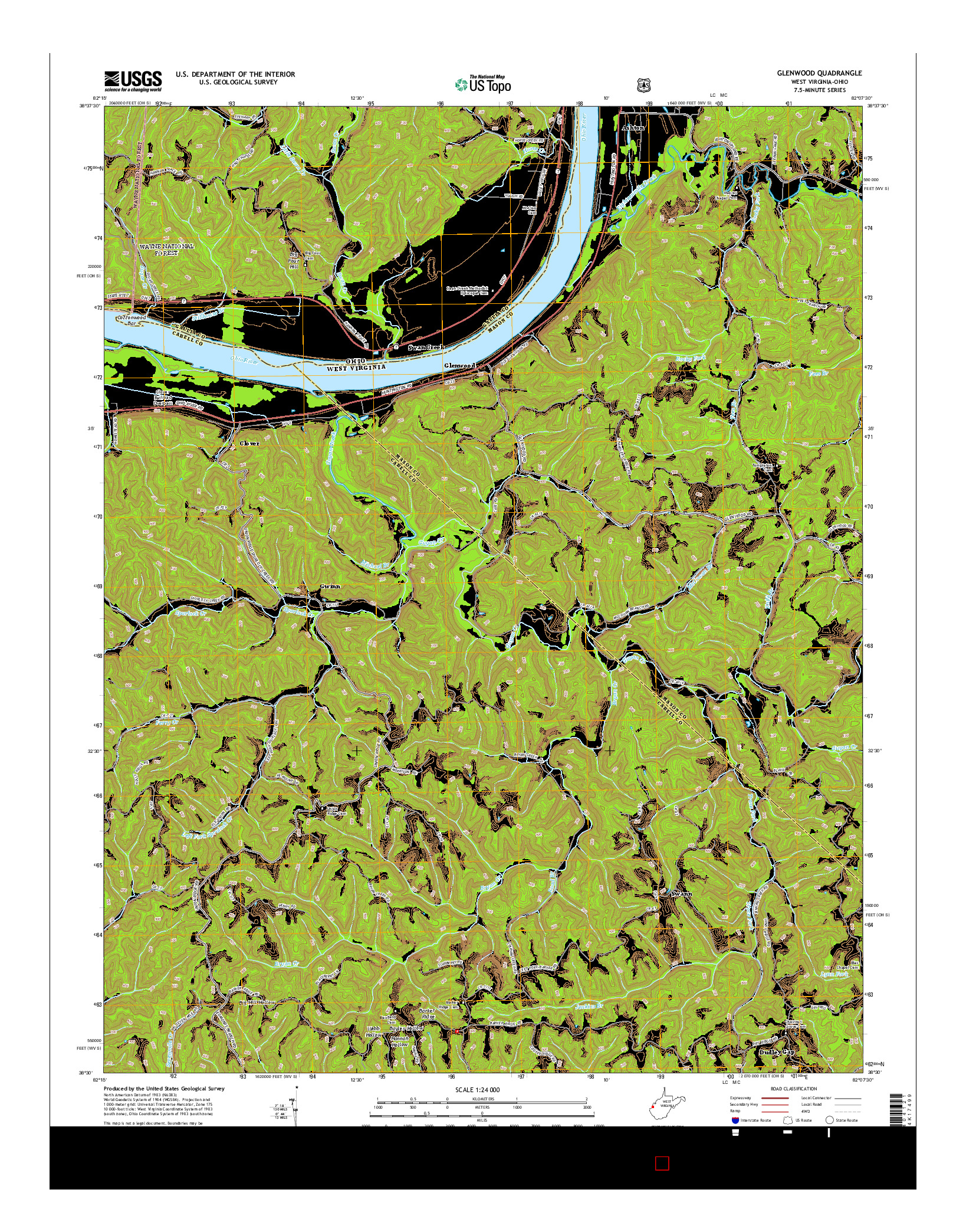 USGS US TOPO 7.5-MINUTE MAP FOR GLENWOOD, WV-OH 2014