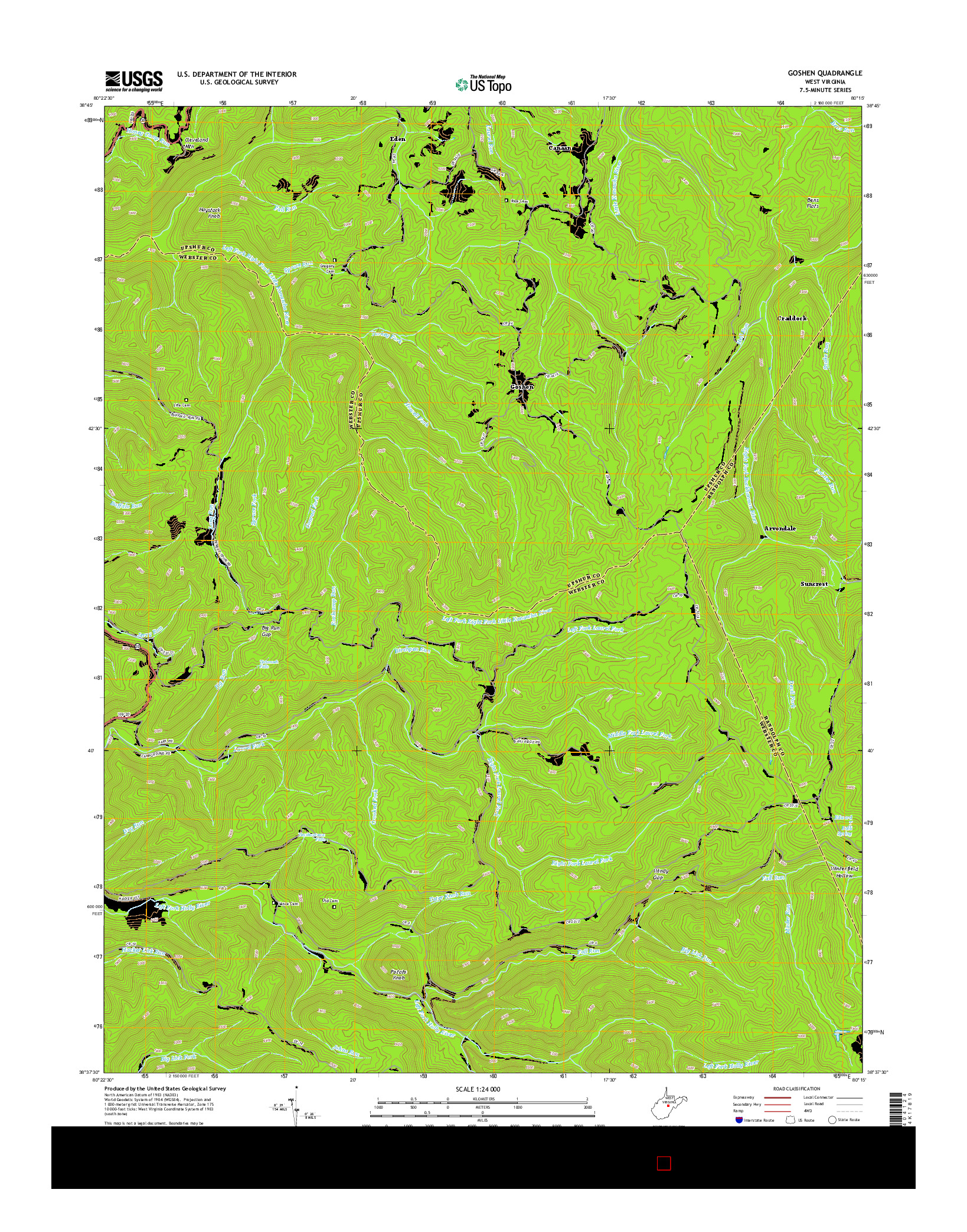 USGS US TOPO 7.5-MINUTE MAP FOR GOSHEN, WV 2014