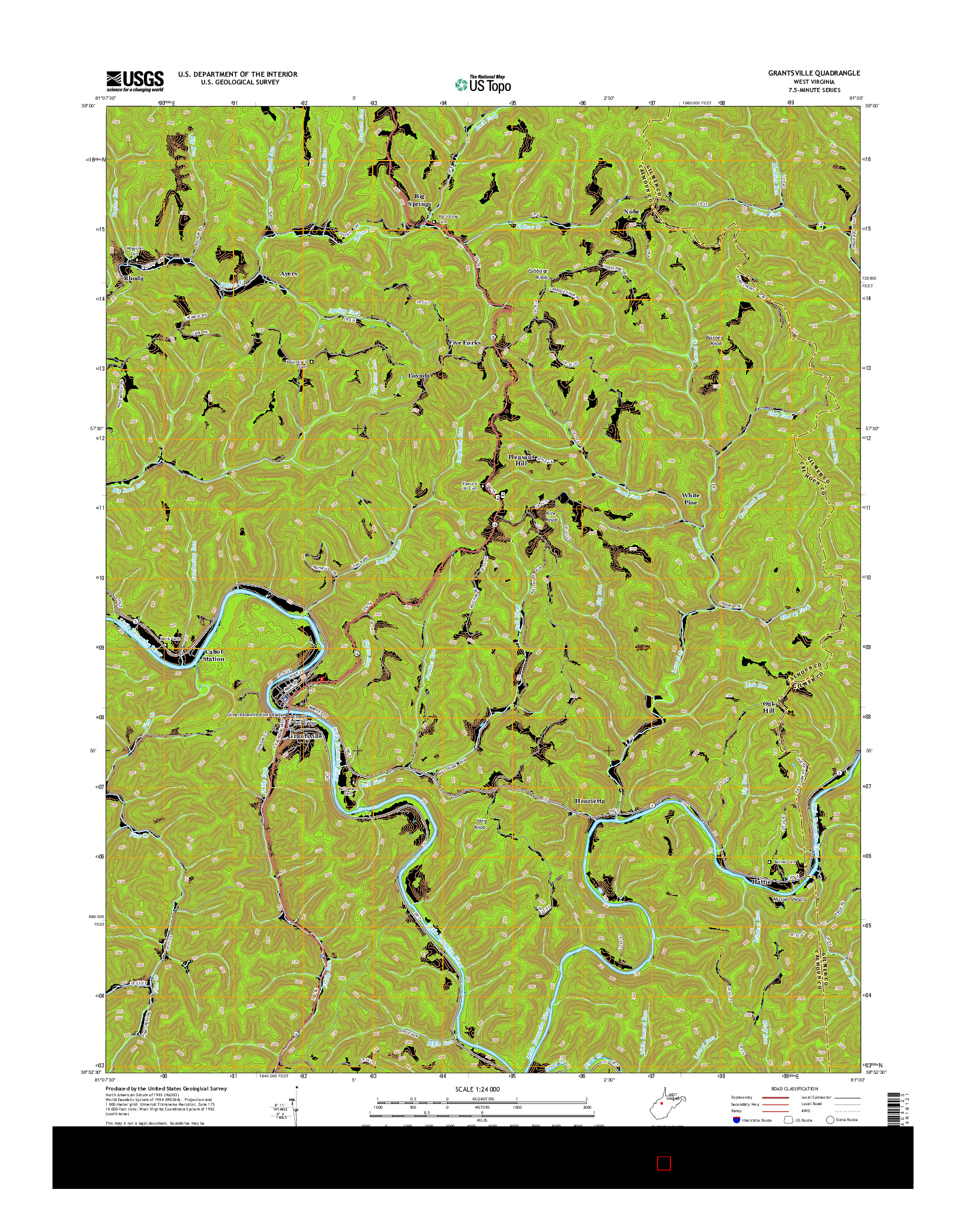 USGS US TOPO 7.5-MINUTE MAP FOR GRANTSVILLE, WV 2014