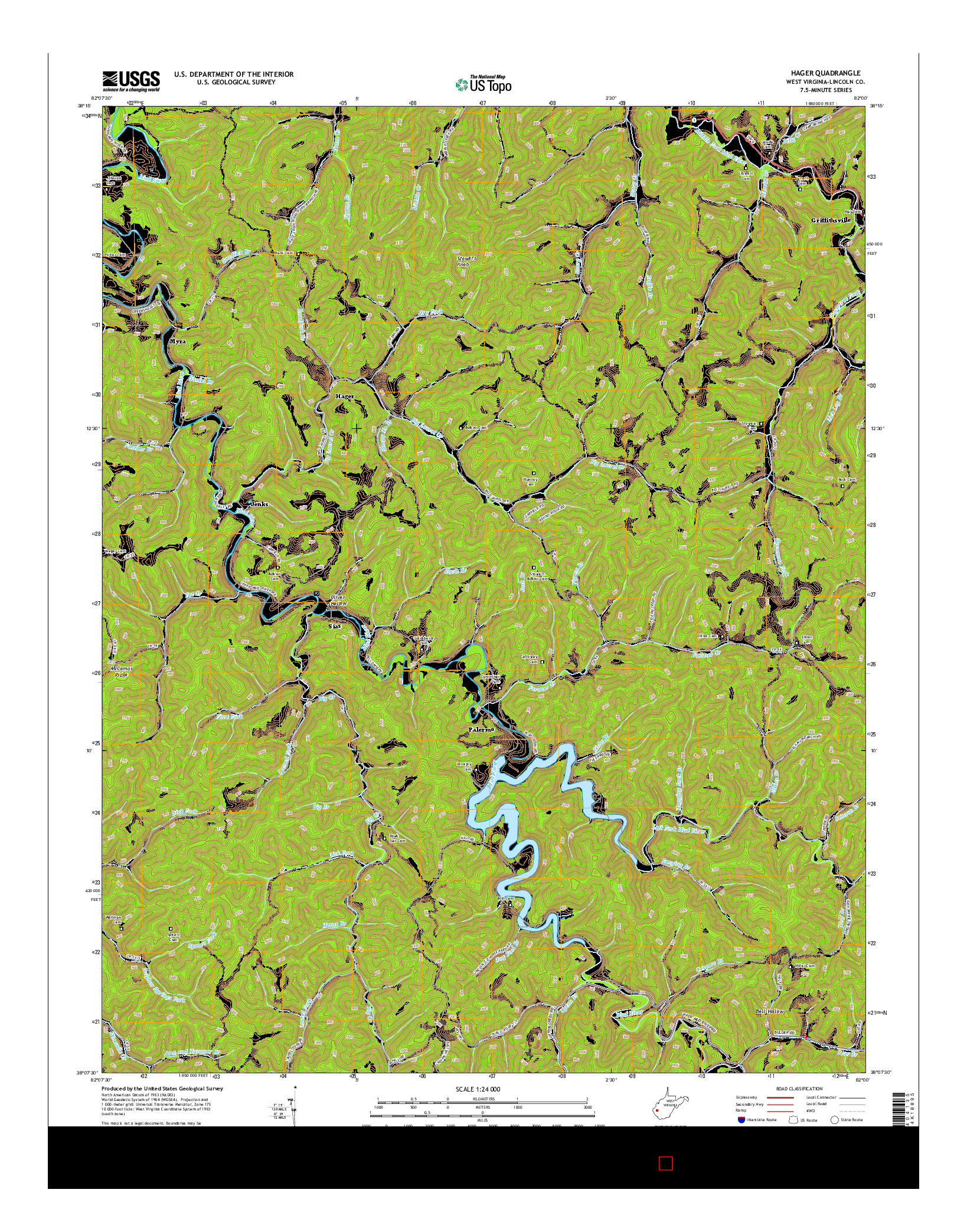 USGS US TOPO 7.5-MINUTE MAP FOR HAGER, WV 2014