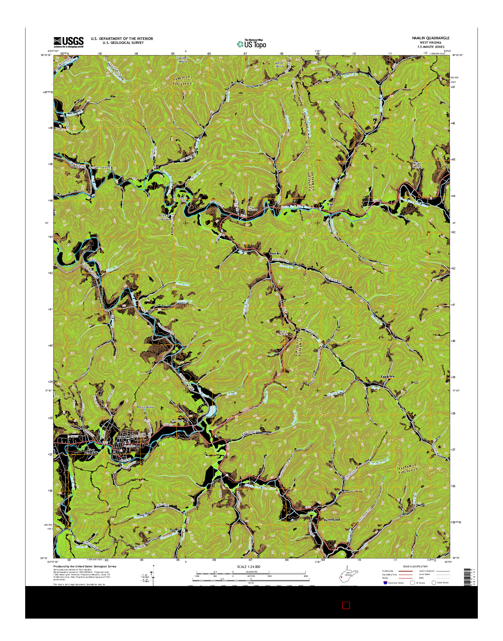 USGS US TOPO 7.5-MINUTE MAP FOR HAMLIN, WV 2014