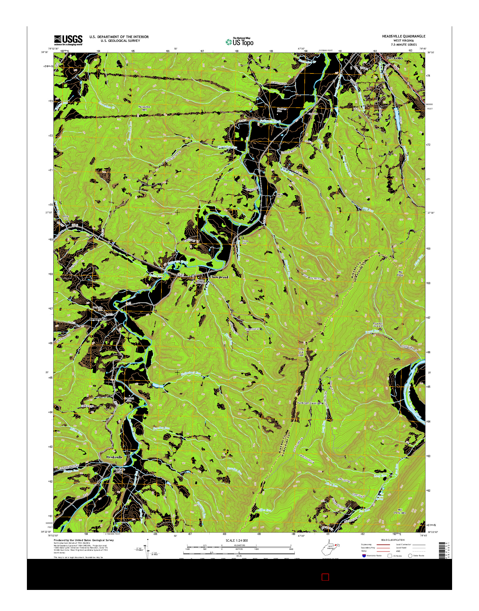 USGS US TOPO 7.5-MINUTE MAP FOR HEADSVILLE, WV 2014