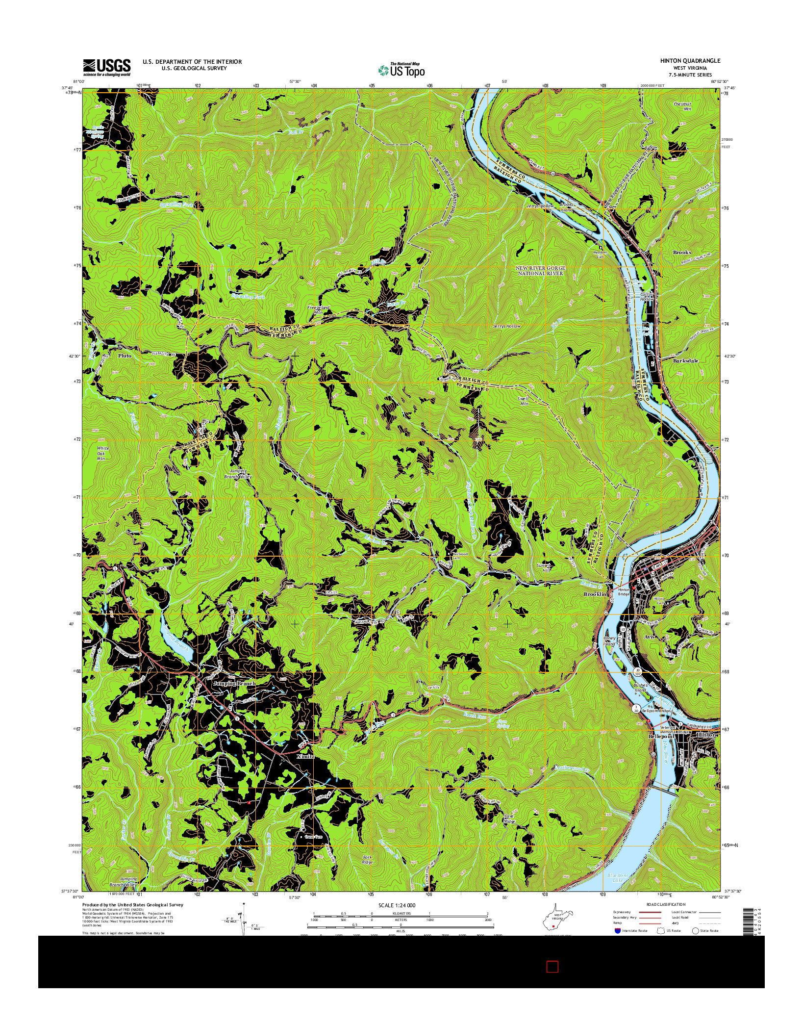 USGS US TOPO 7.5-MINUTE MAP FOR HINTON, WV 2014