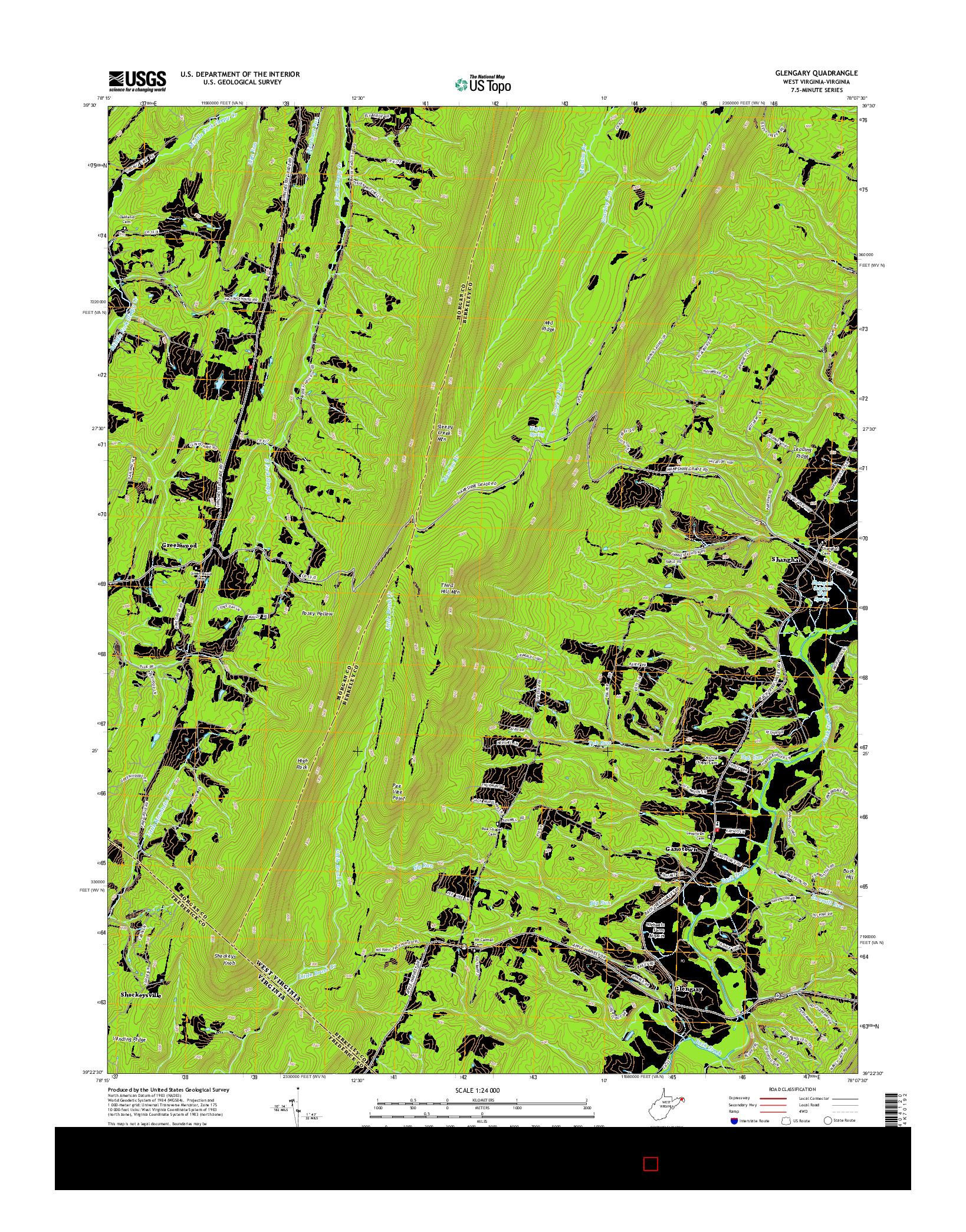 USGS US TOPO 7.5-MINUTE MAP FOR GLENGARY, WV-VA 2014